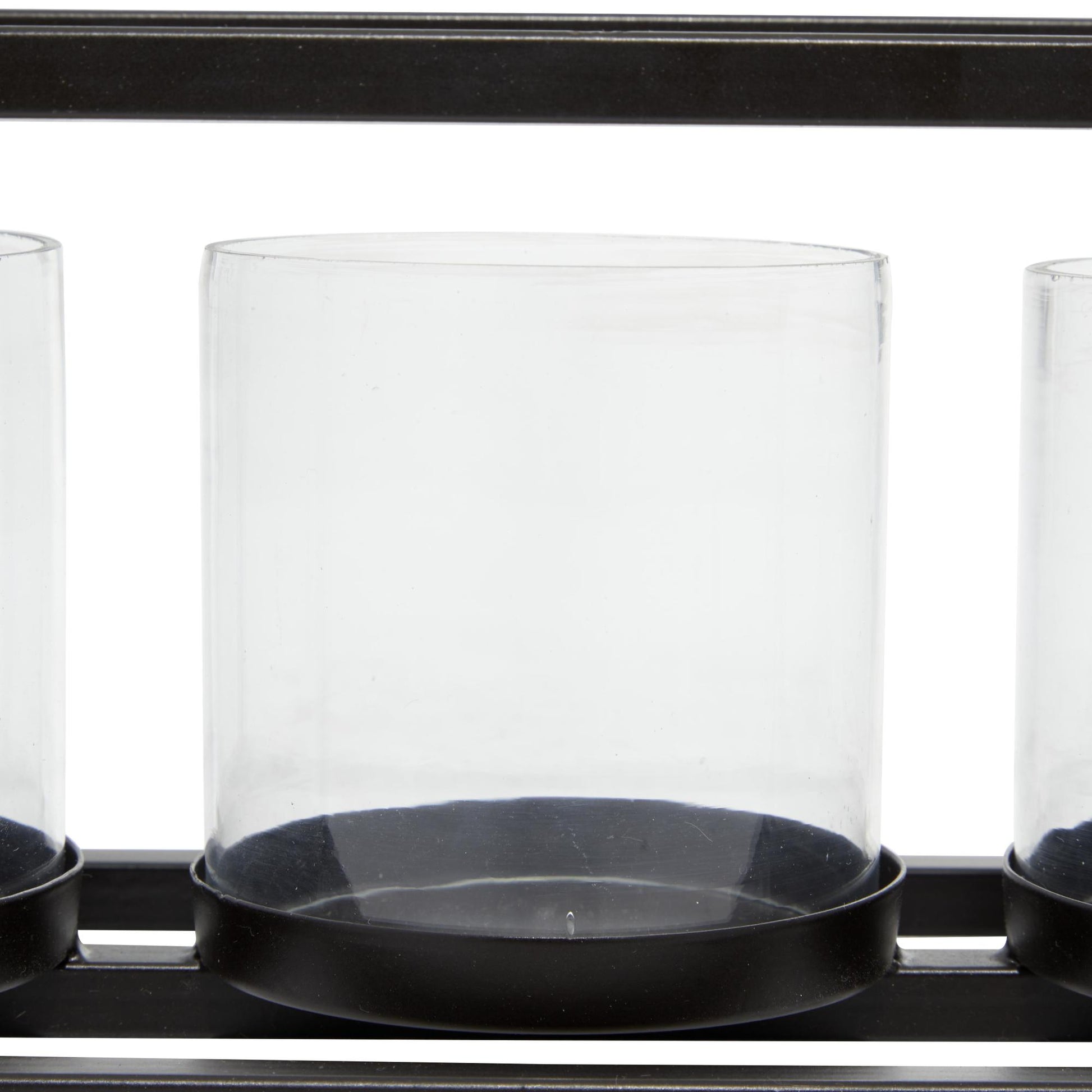 Black Metal 5 Glass Sleeve Decorative Candelabra