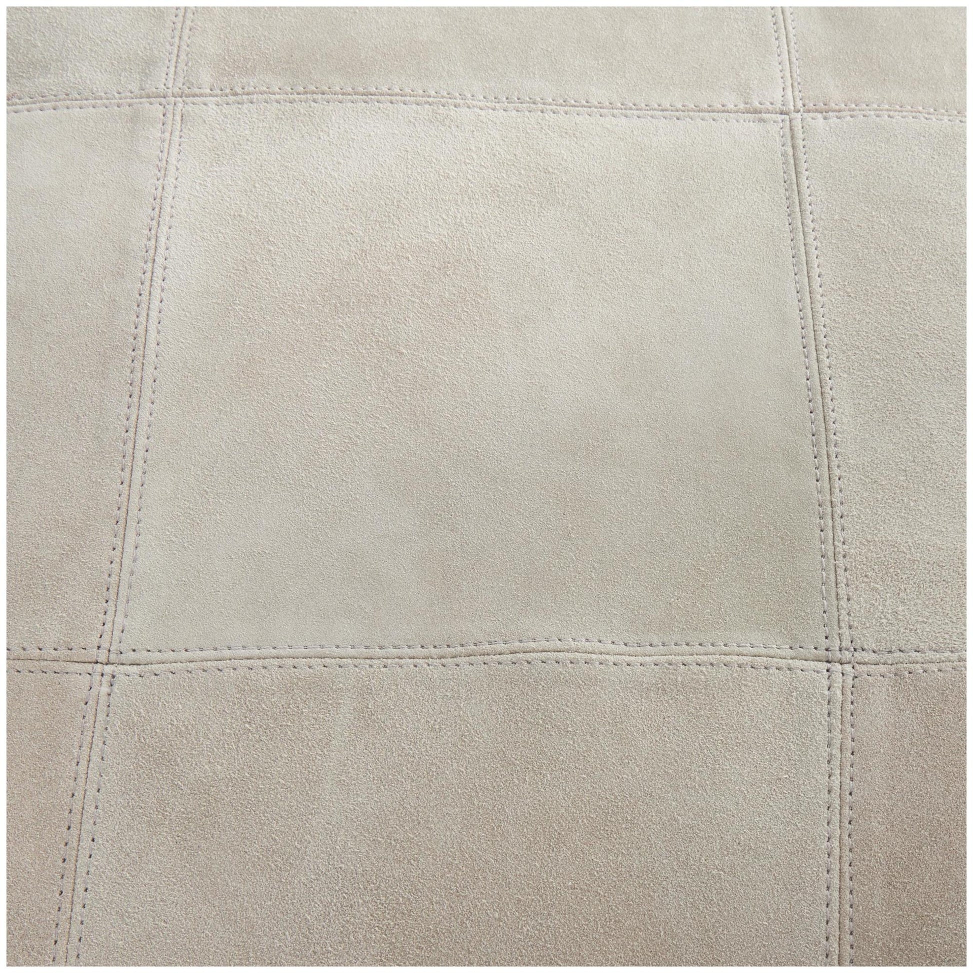 Leather Low Profile Square Stuffed Pouf with Patchwork Design