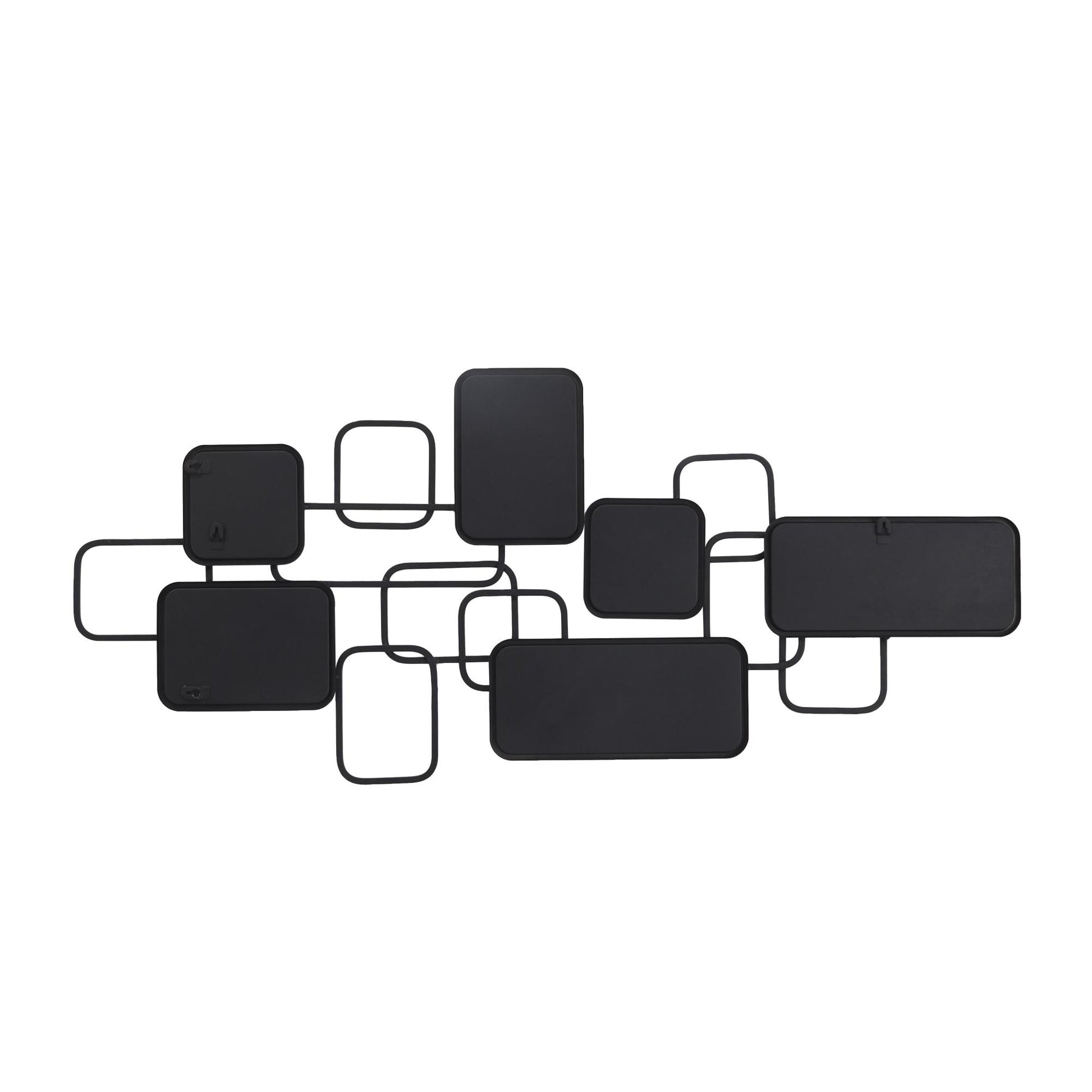 CosmoLiving by Cosmopolitan Geometric Black Metal Overlapping Rectangle Room Wall Mirror with Wire Rod Outlines