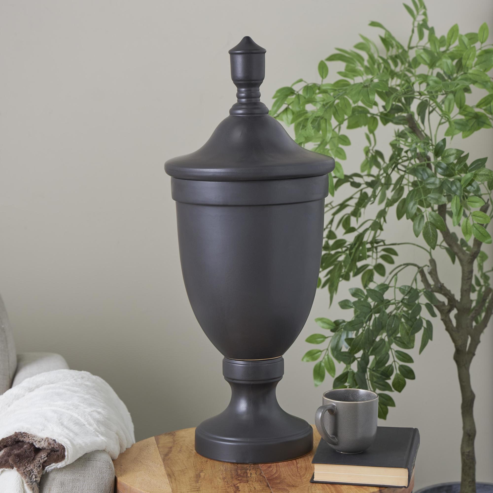 Ceramic Fluted Urn Shaped Living Room Decorative Jars with Lid