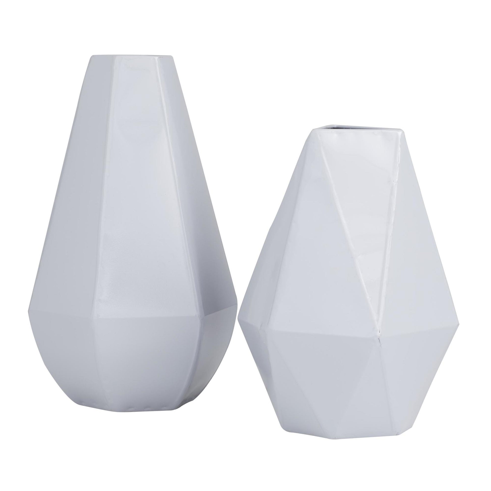 CosmoLiving by Cosmopolitan Set of 2 Geometric Metal Decorative Vase