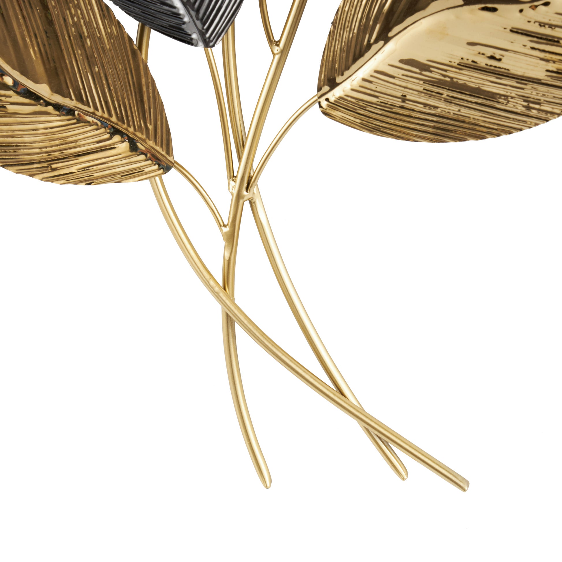 Leaf Gold Stainless Steel Metal Layered Home Wall Decor with Black Accents