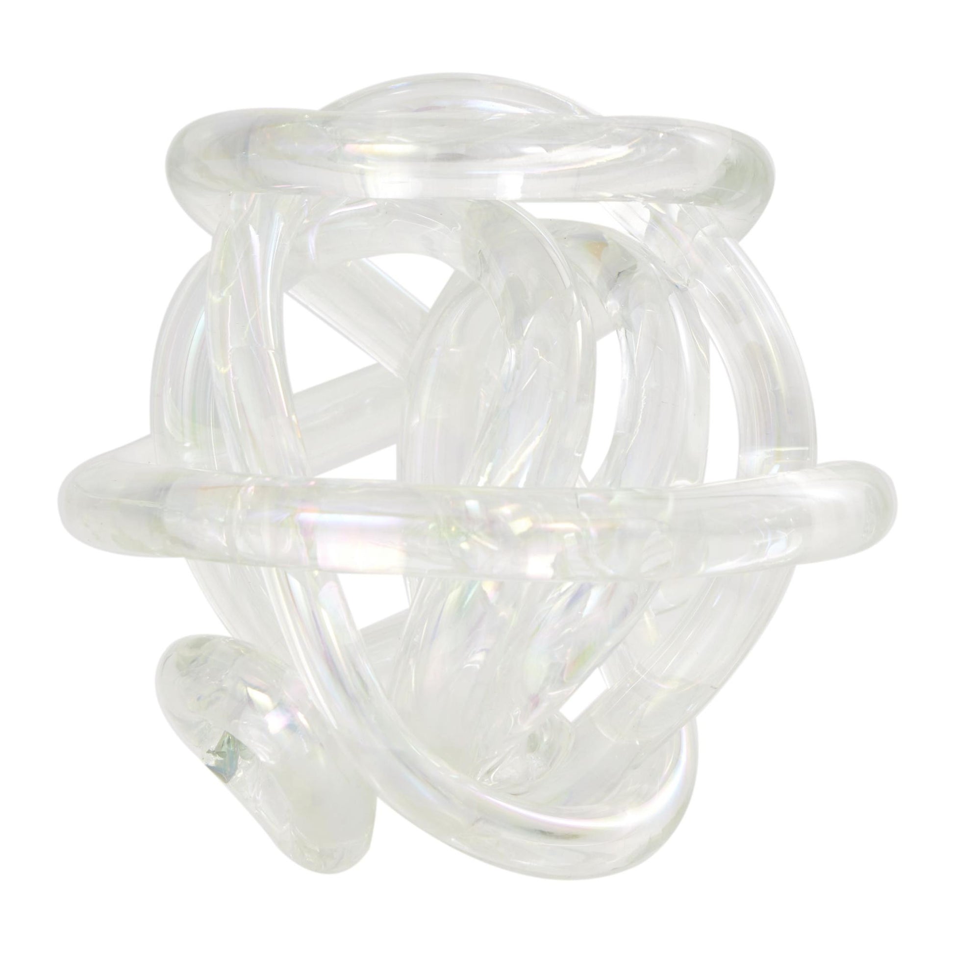 Set of 3 Knot Glass Handmade Knotted Ball Decorative Sculpture