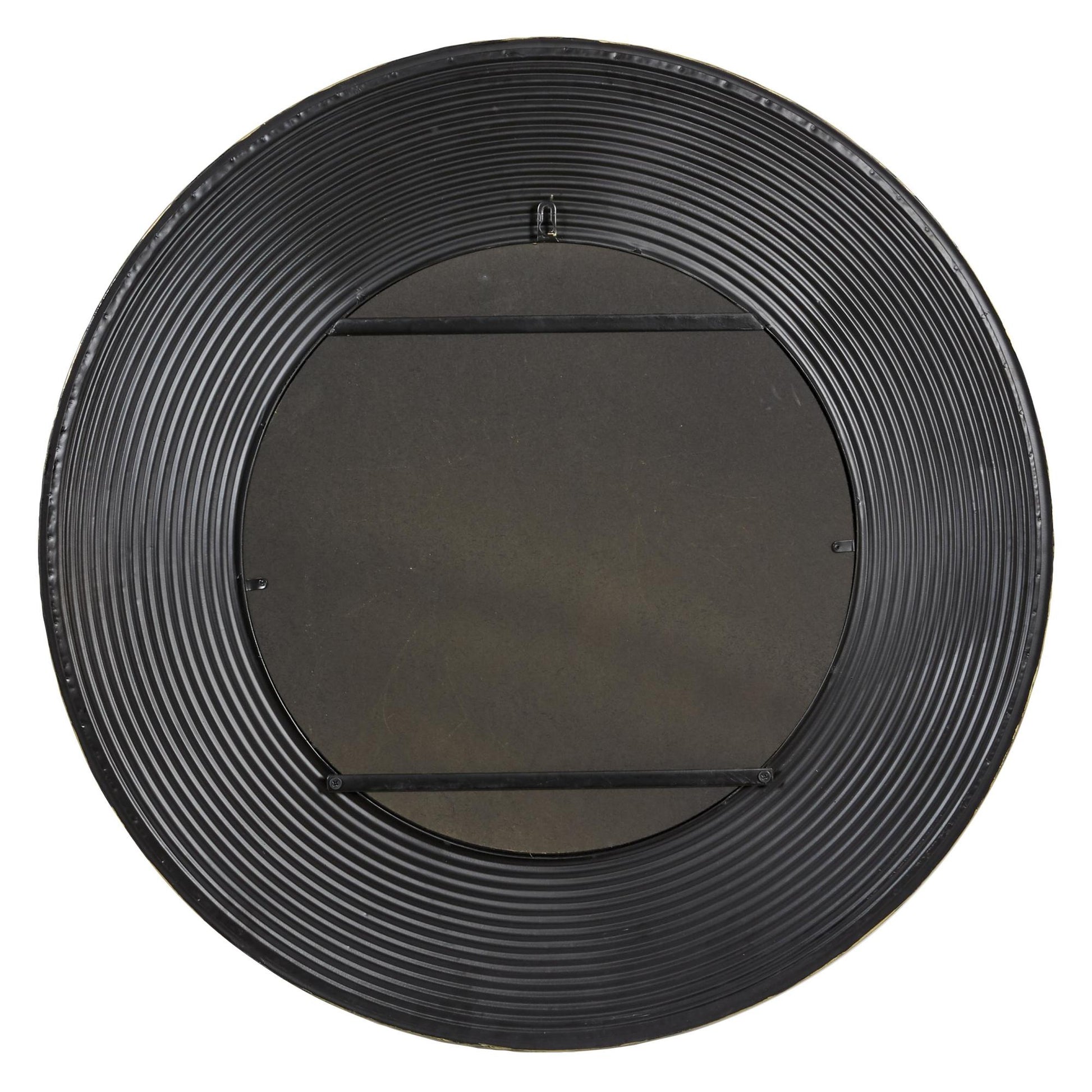 CosmoLiving by Cosmopolitan Black Metal Ribbed Room Wall Mirror with Gold Edges