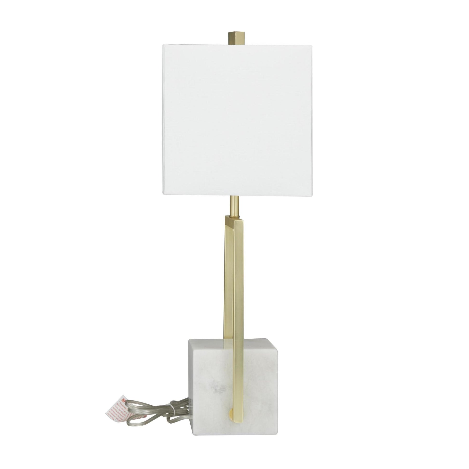 CosmoLiving by Cosmopolitan Geometric Marble Room Table Lamp with Square Shade