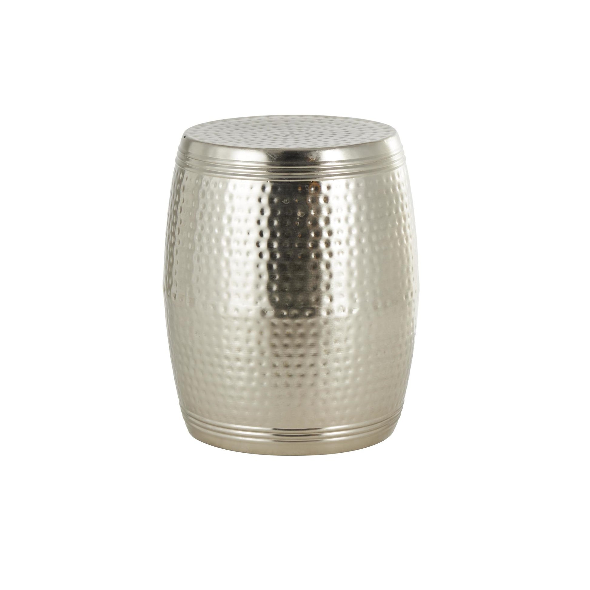 Drum Metal Handmade Side End Accent Table with Hammered Design