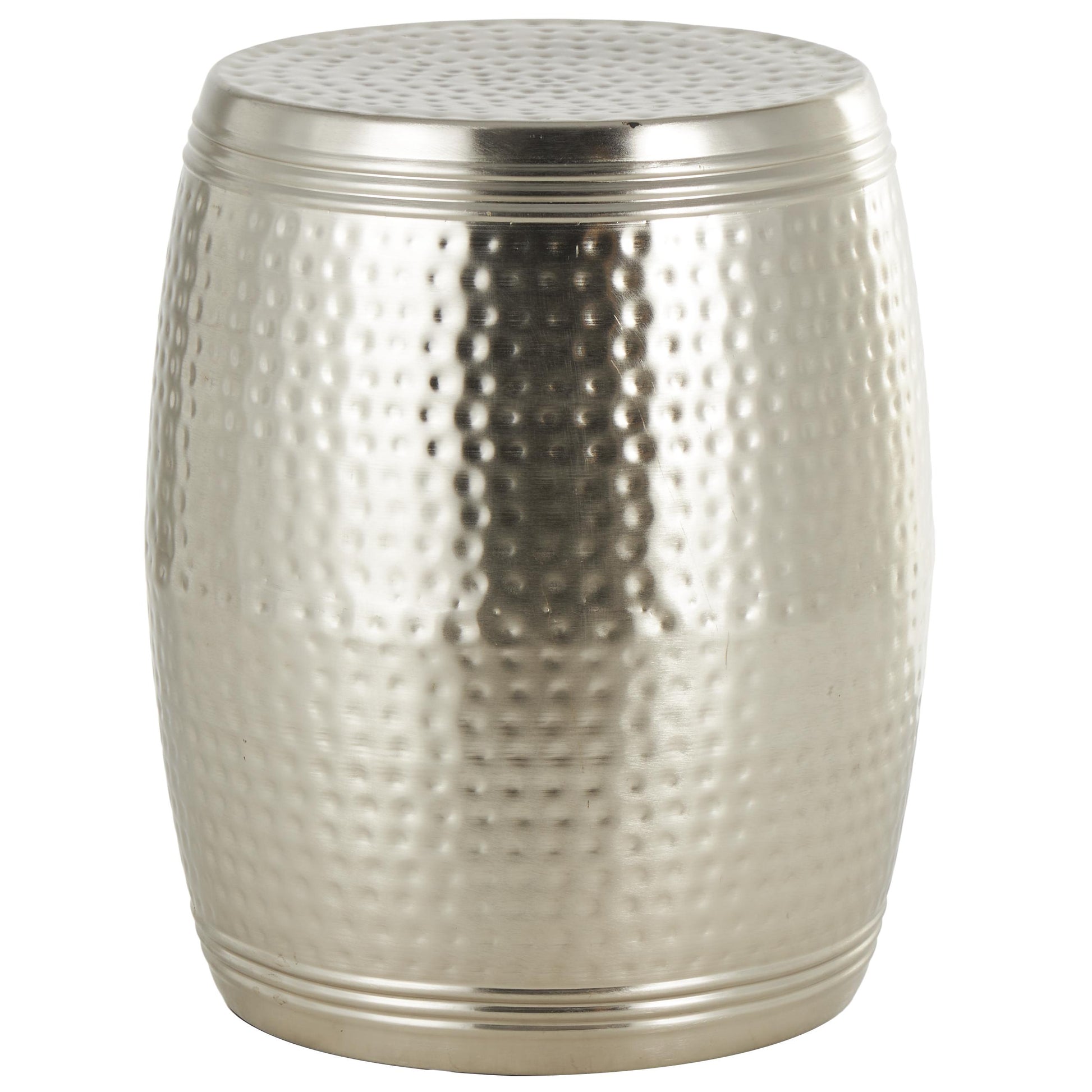 Drum Metal Handmade Side End Accent Table with Hammered Design