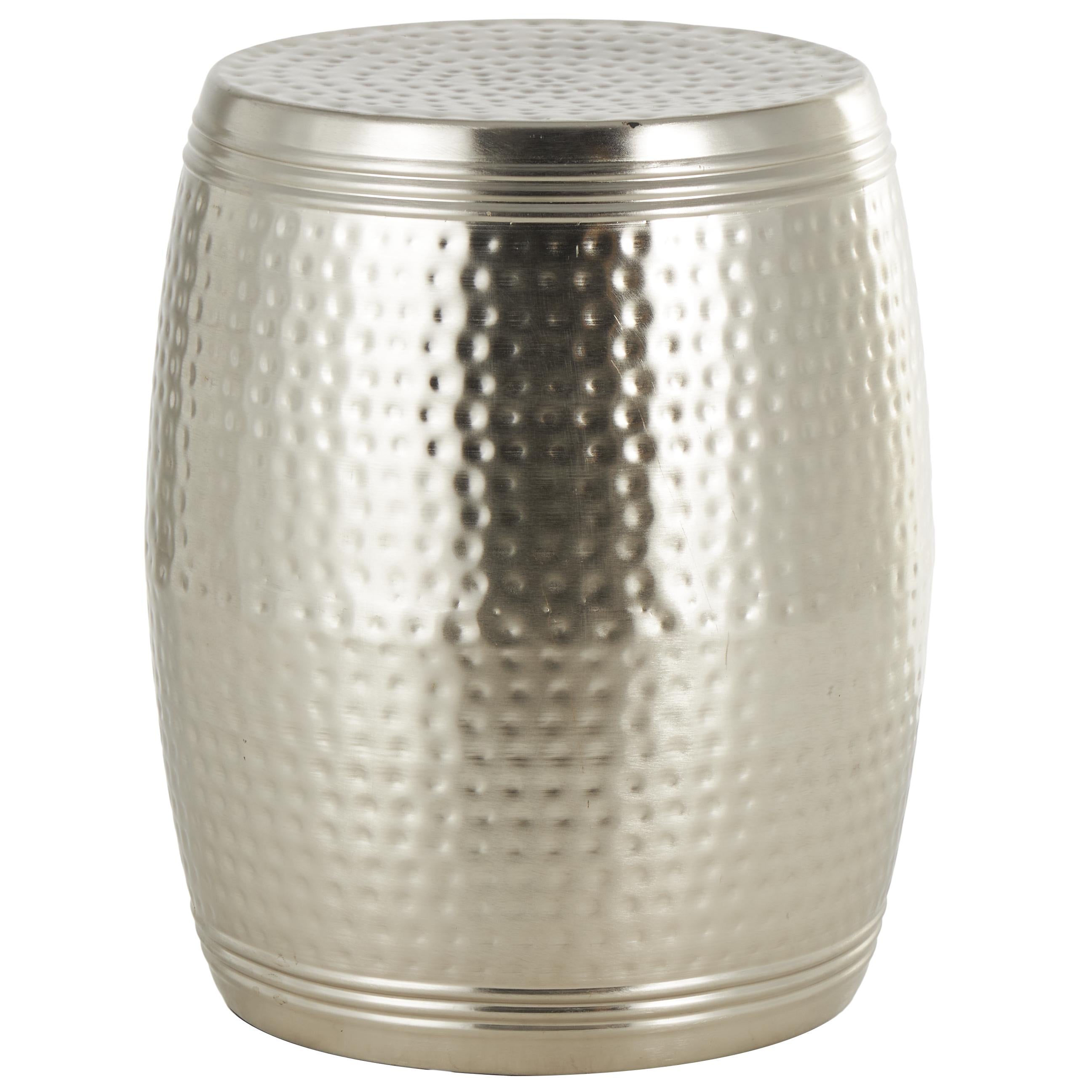 Drum Metal Handmade Side End Accent Table with Hammered Design