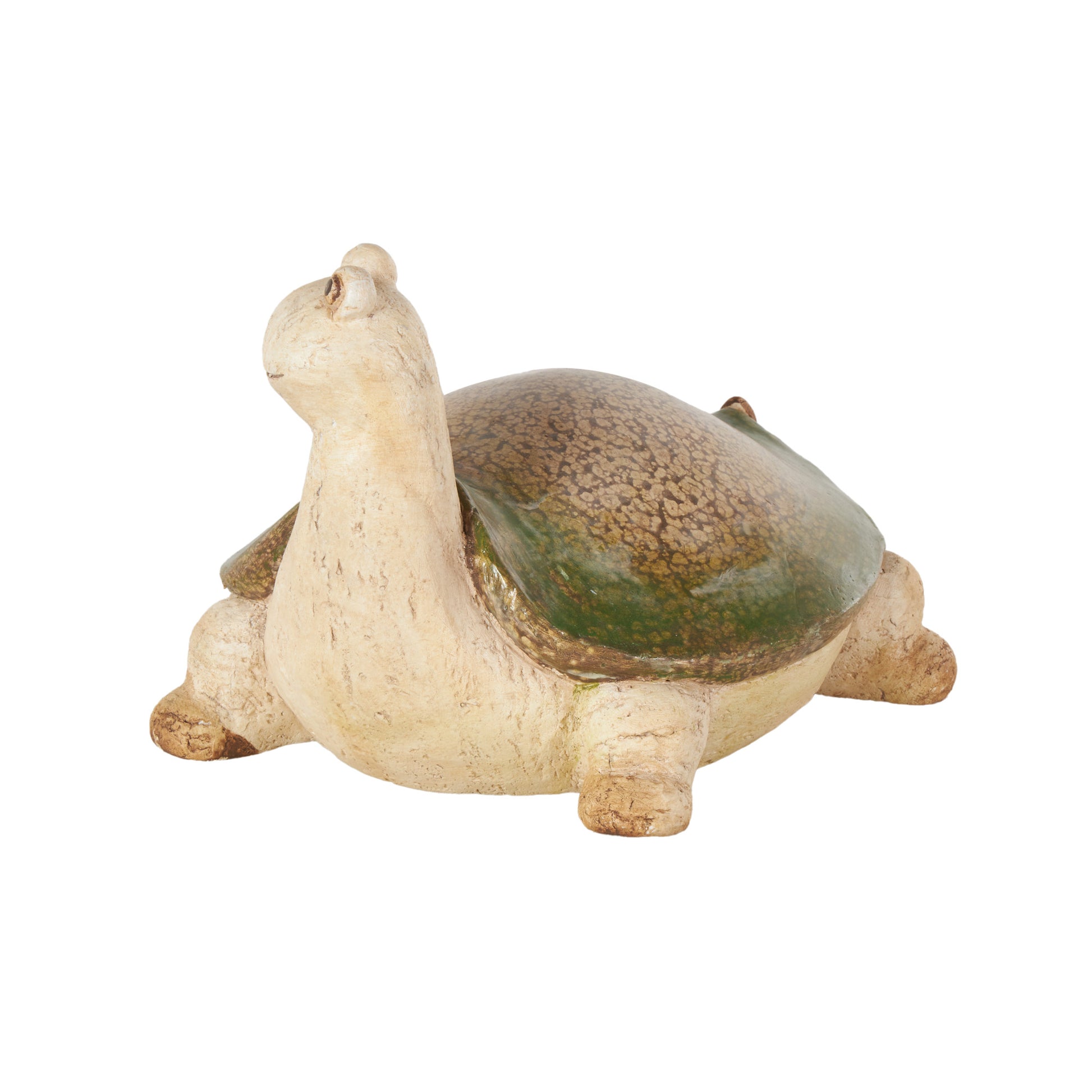 Turtle Cream Magnesium Oxide Decorative Garden Sculpture with Green Shell