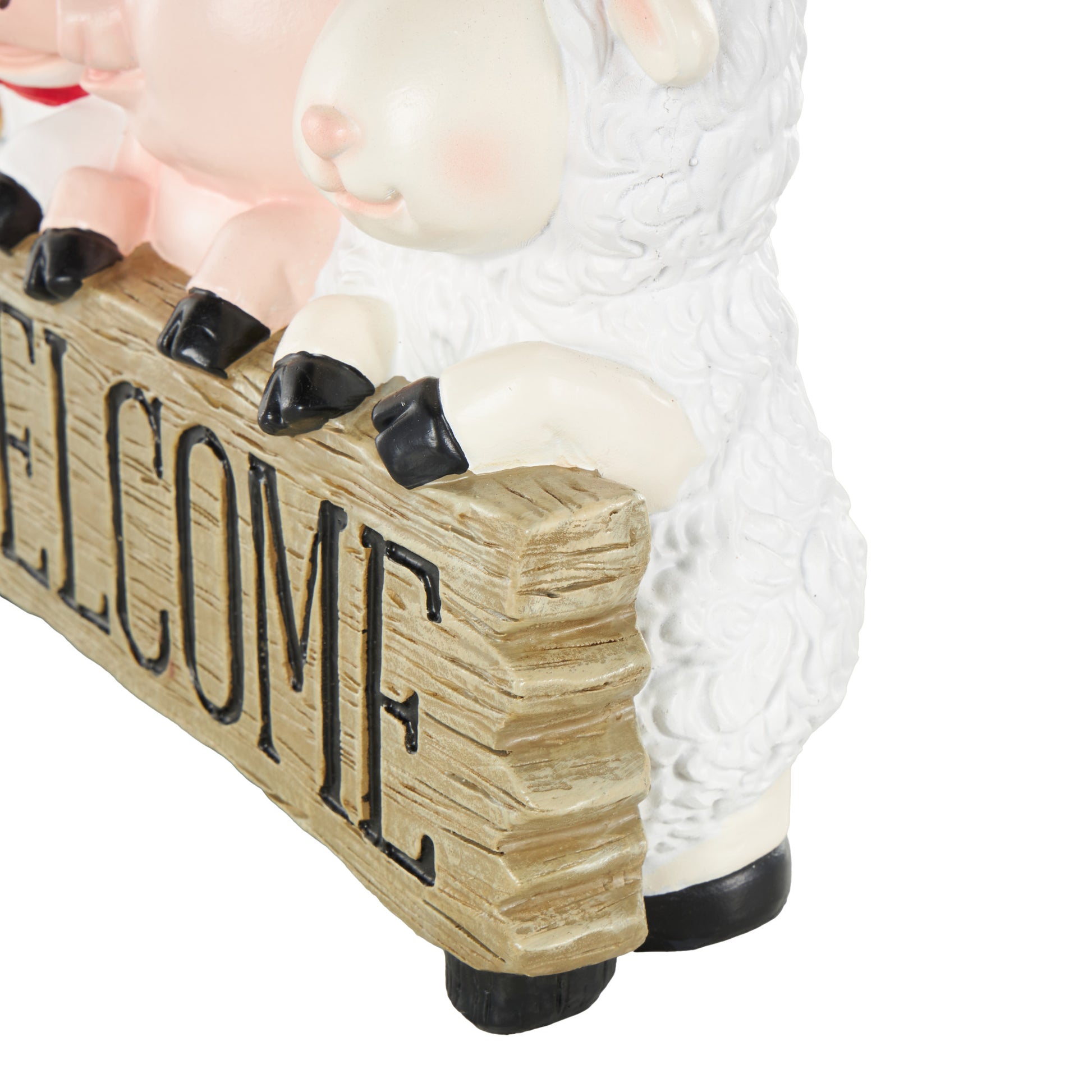 Farm Animals Multi Colored Polystone Decorative Sculpture with Brown Welcome Sign