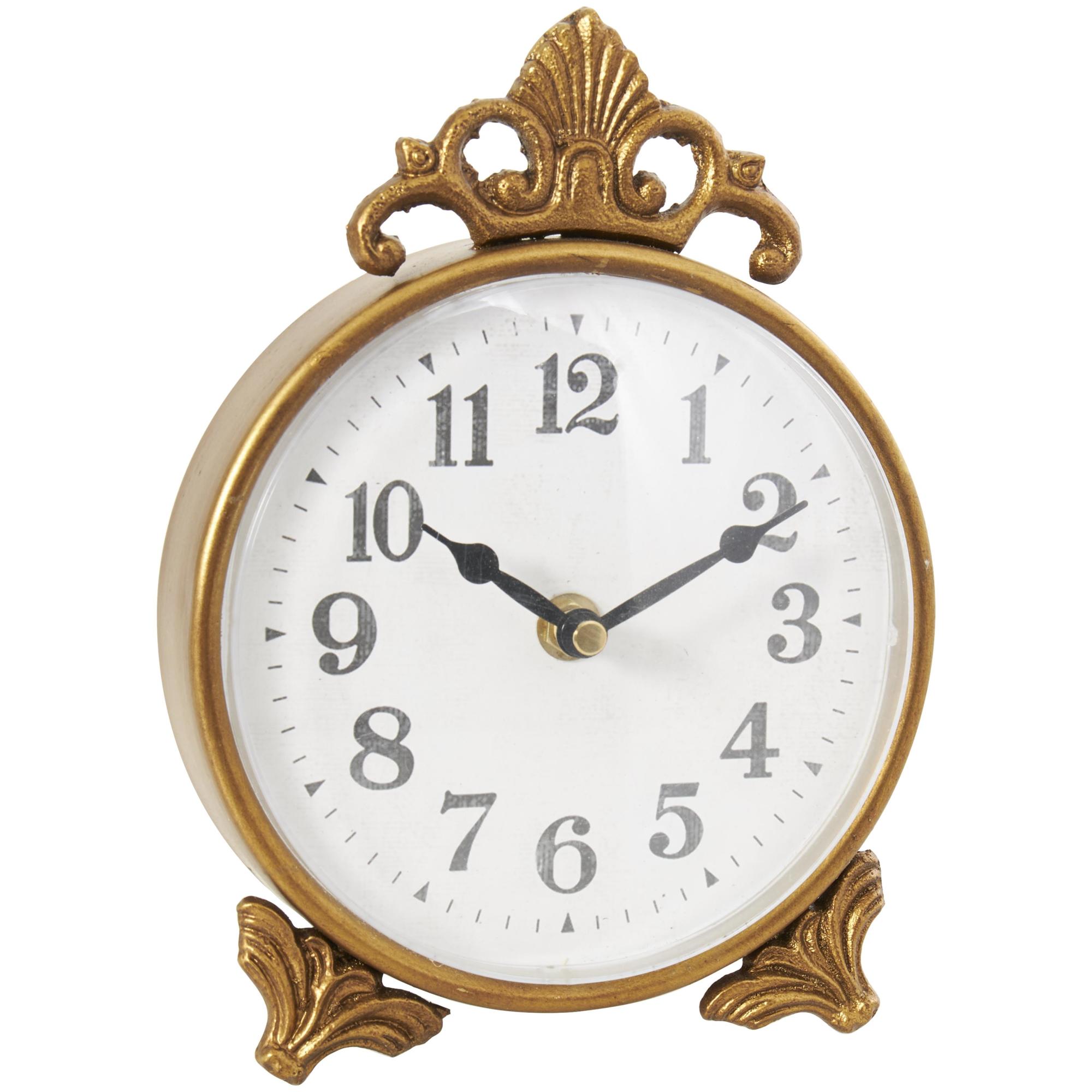 Scroll Gold Metal Antique Style Decorative Clock