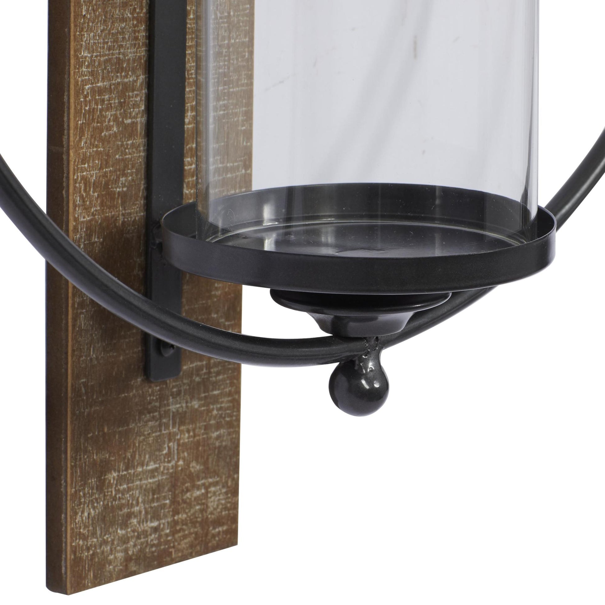 Geometric Brown Wood Pillar Indoor Outdoor Wall Sconce with Wood Back Mount