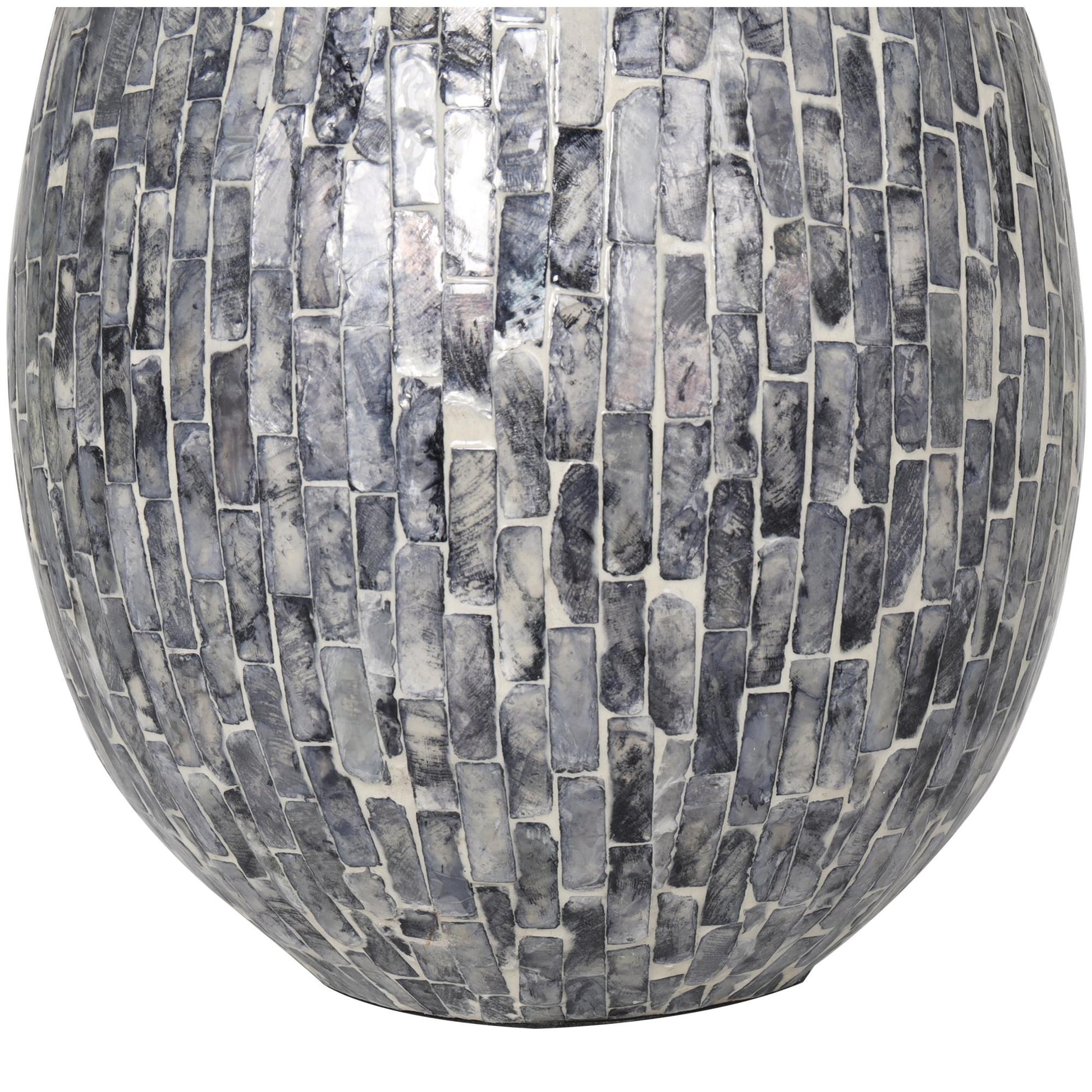 Gray Mother of Pearl Shell Handmade Mosaic Inspired Decorative Vase