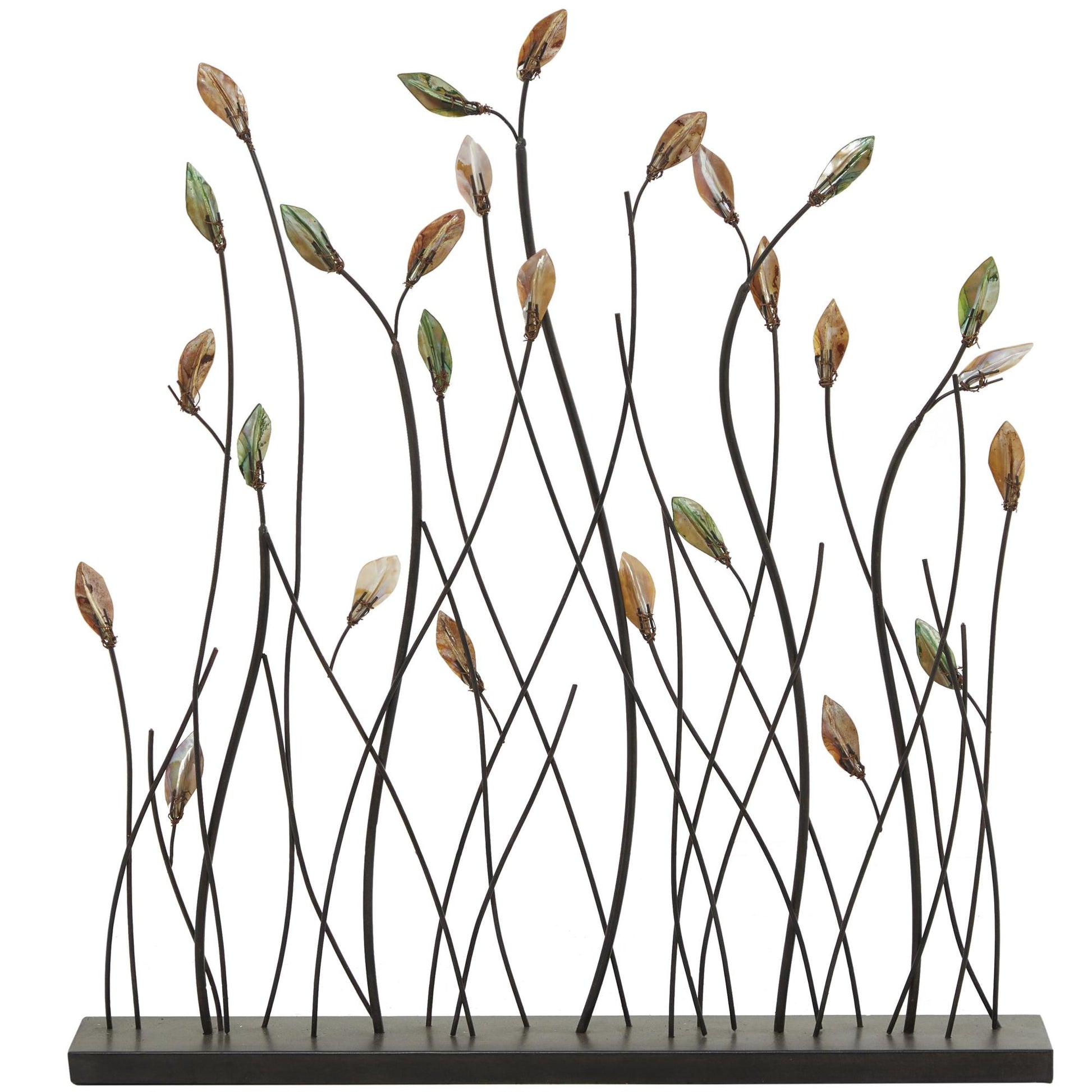 Leaf Black Metal Decorative Sculpture with Black Base