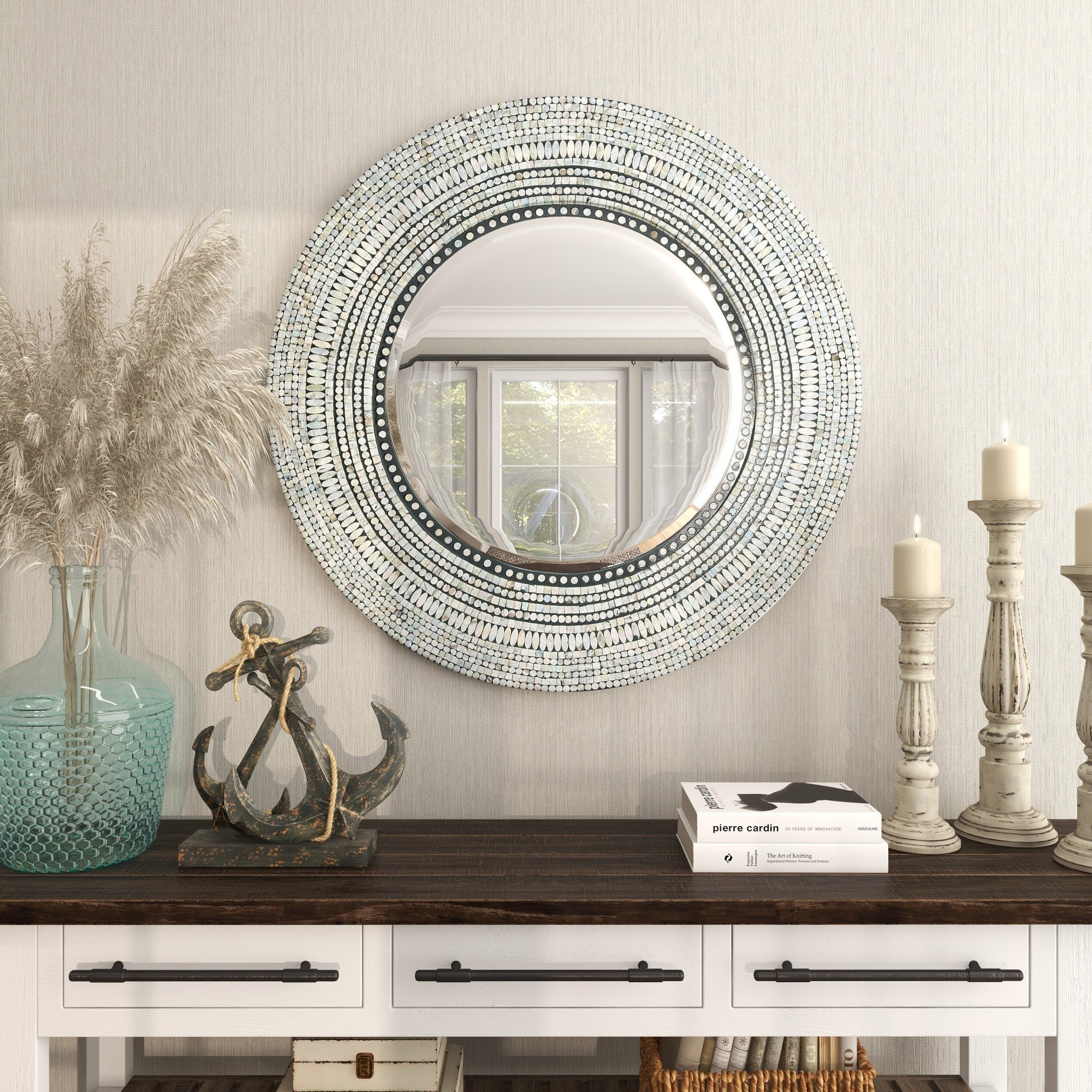 Mother of Pearl Shell Handmade Mosaic Room Wall Mirror