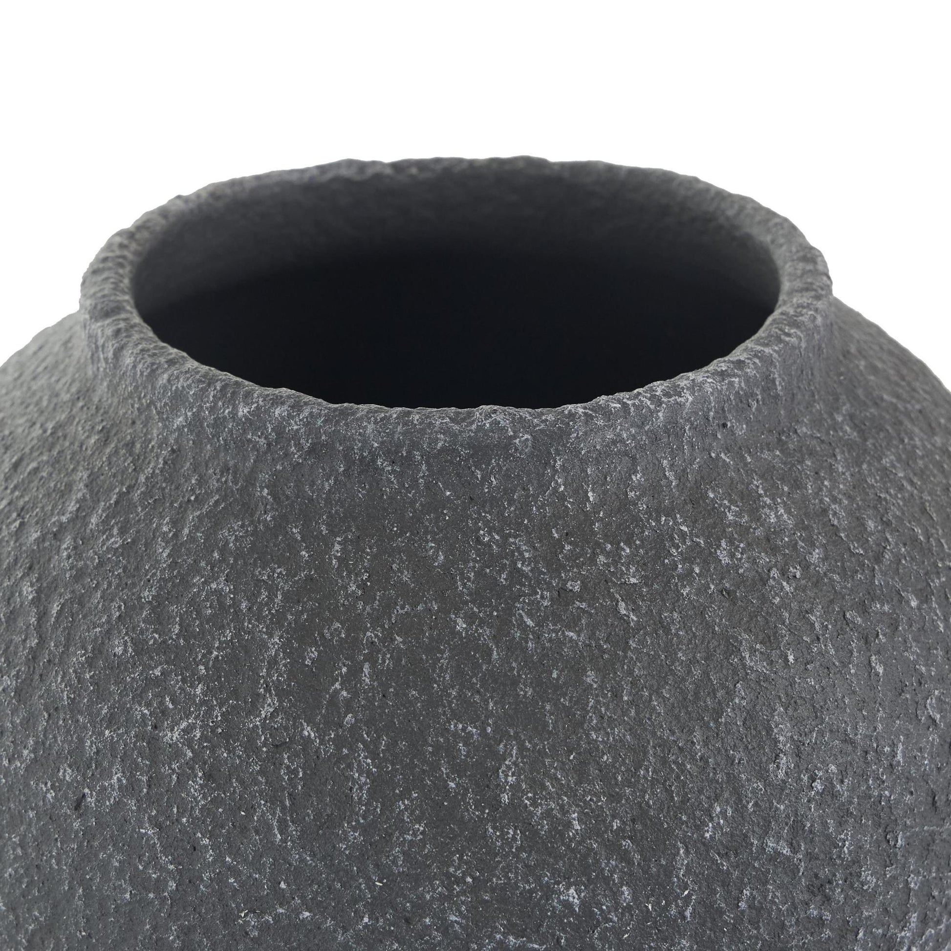 Black Ceramic Whitewashed Textured Decorative Vase