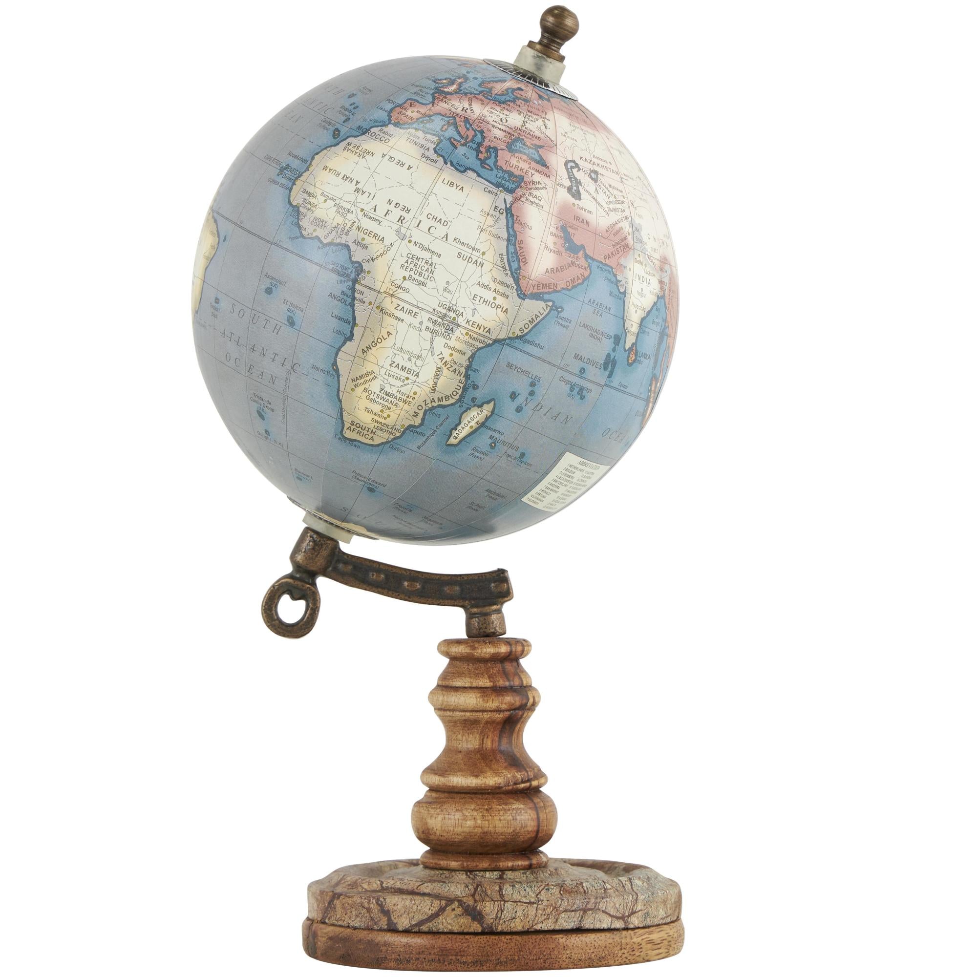 World Map Brown Plastic Educational/Geographic Earth Globe with Wood Base