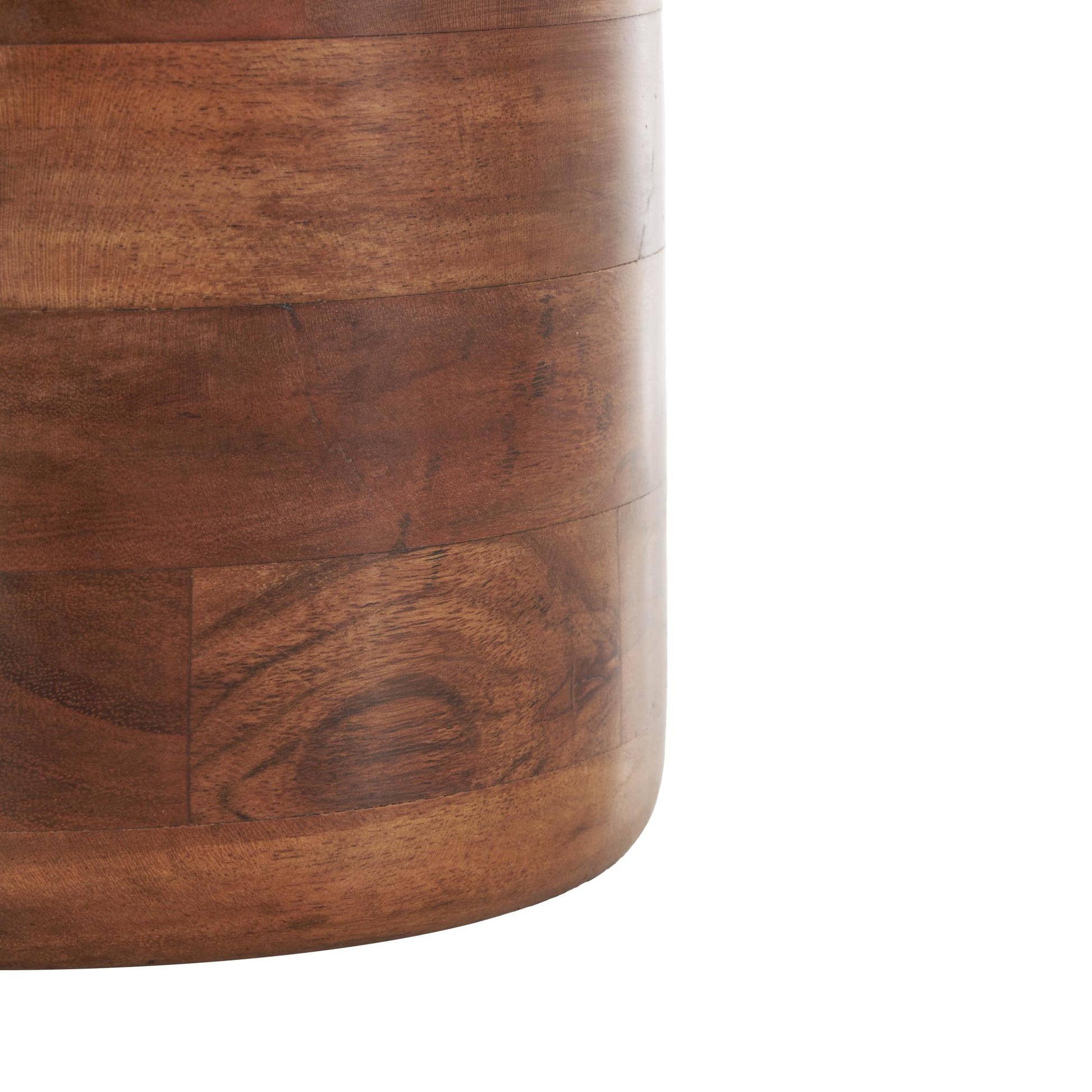 Brown Wood Decorative Vase with Mosaic Strips and Natural Wood Grains