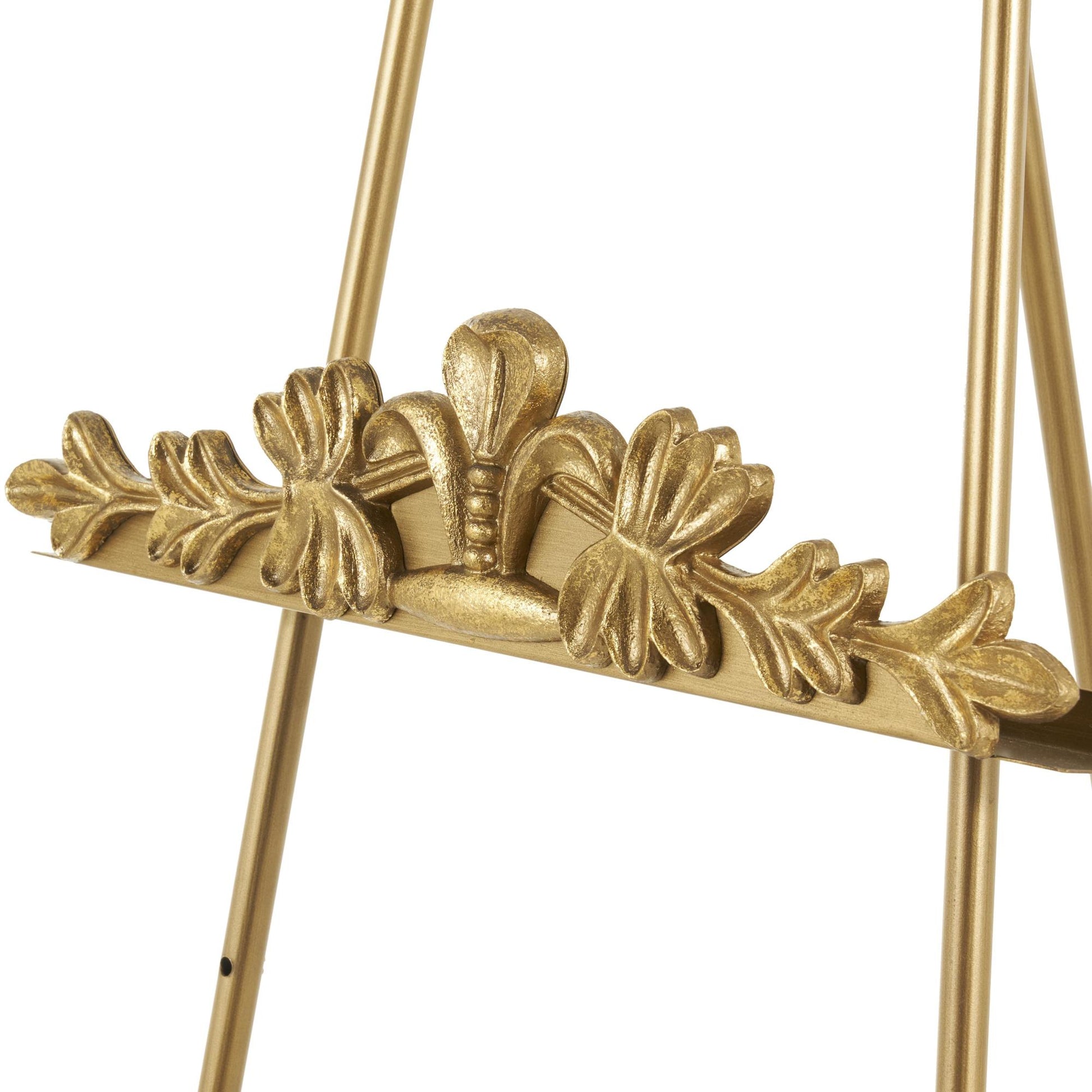 Gold Metal Arched Foldable Display Easel with Vine Emblem