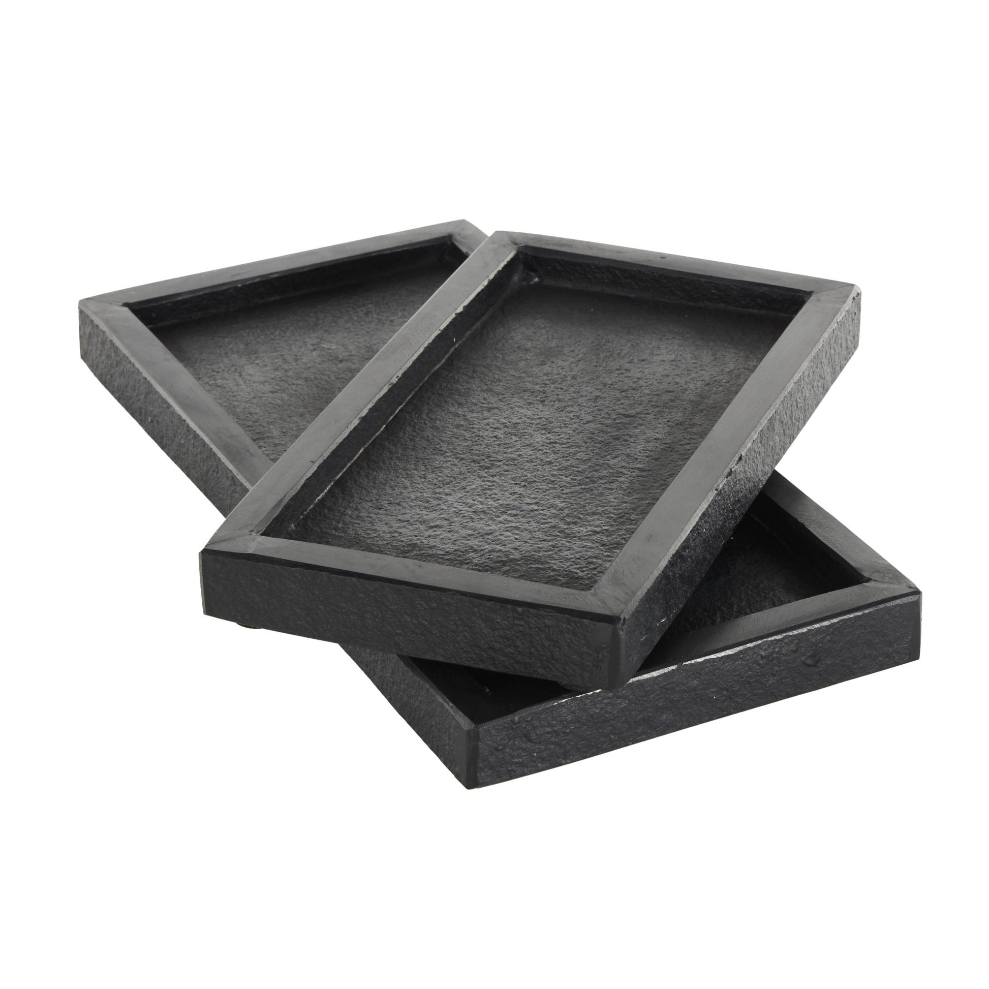 Set of 2 Marble Minimalistic Textured Square Living Room Decor Tray Set of 2 10", 8"W