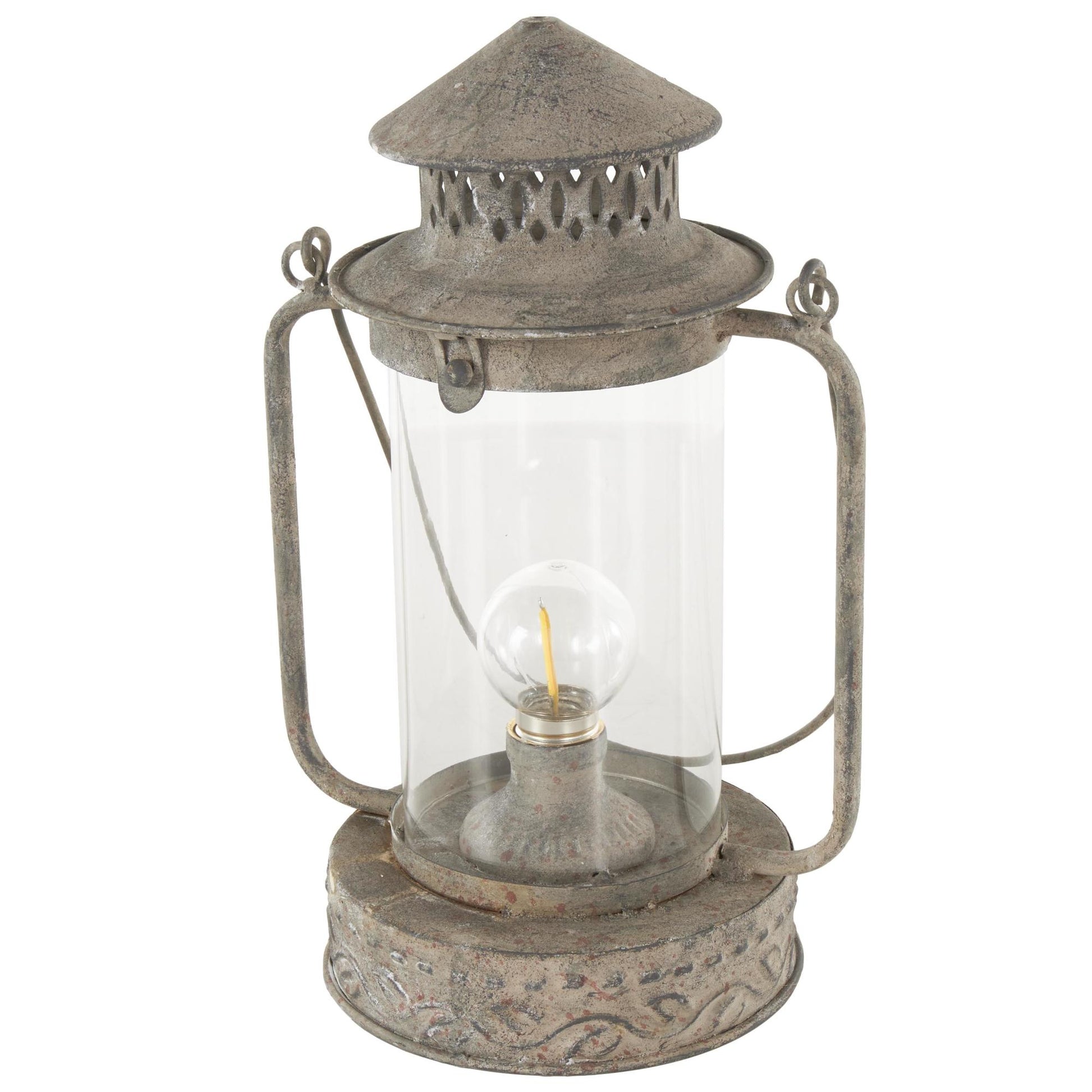 Leaf Bronze Metal Decorative Indoor Outdoor Candle Lantern with Red Accents and Handle