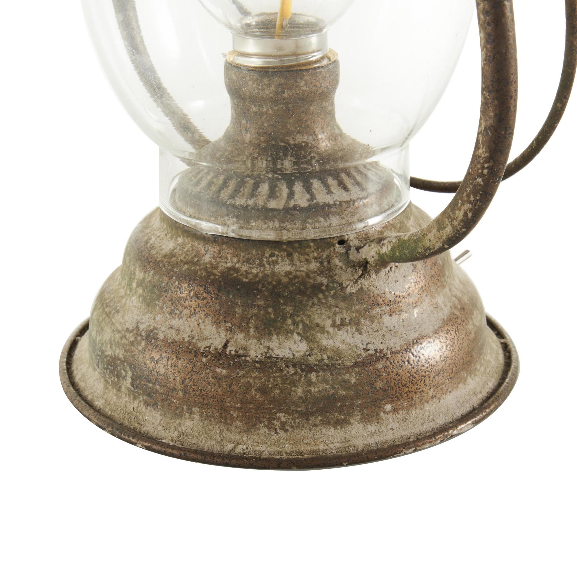 Bronze Metal Distressed Antique Style Lantern Room Accent Lamp