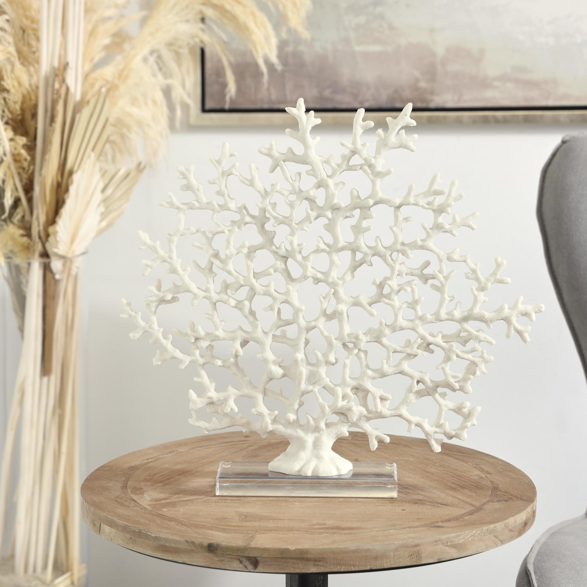 Coral Resin Decorative Sculpture with Clear Resin Base