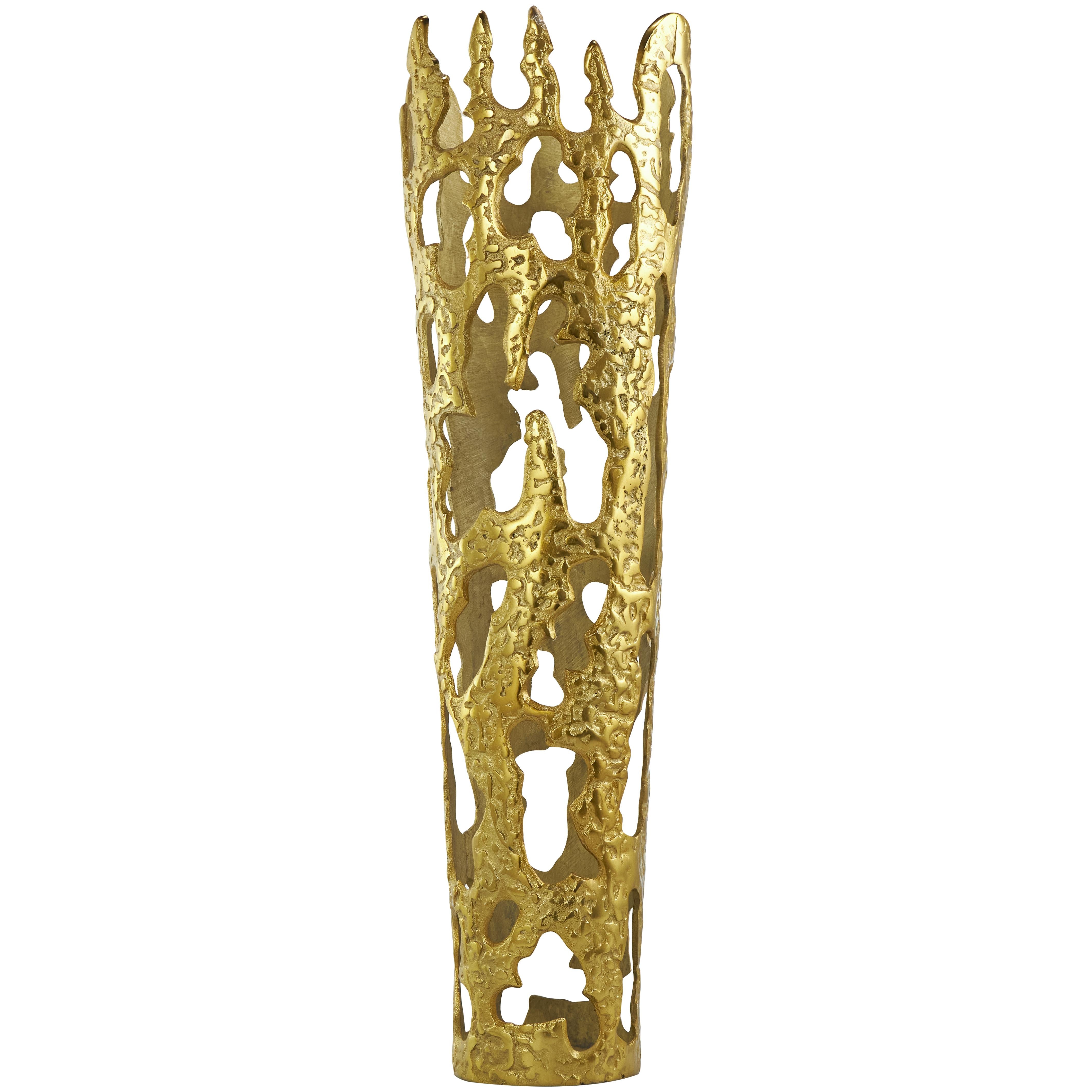 Abstract Aluminum Metal Drip Decorative Vase with Melting Designed Body