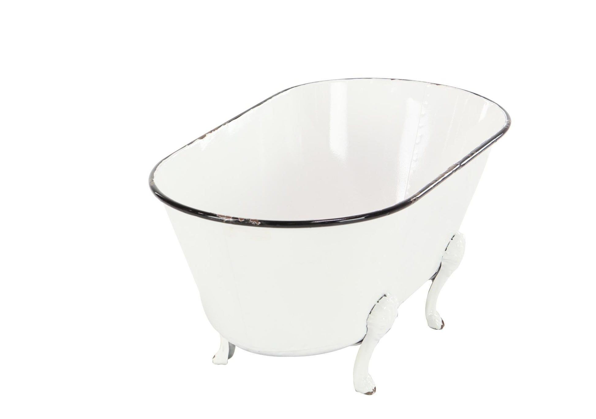 White Metal Bathtub Indoor Outdoor Planter with Scrolled Feet