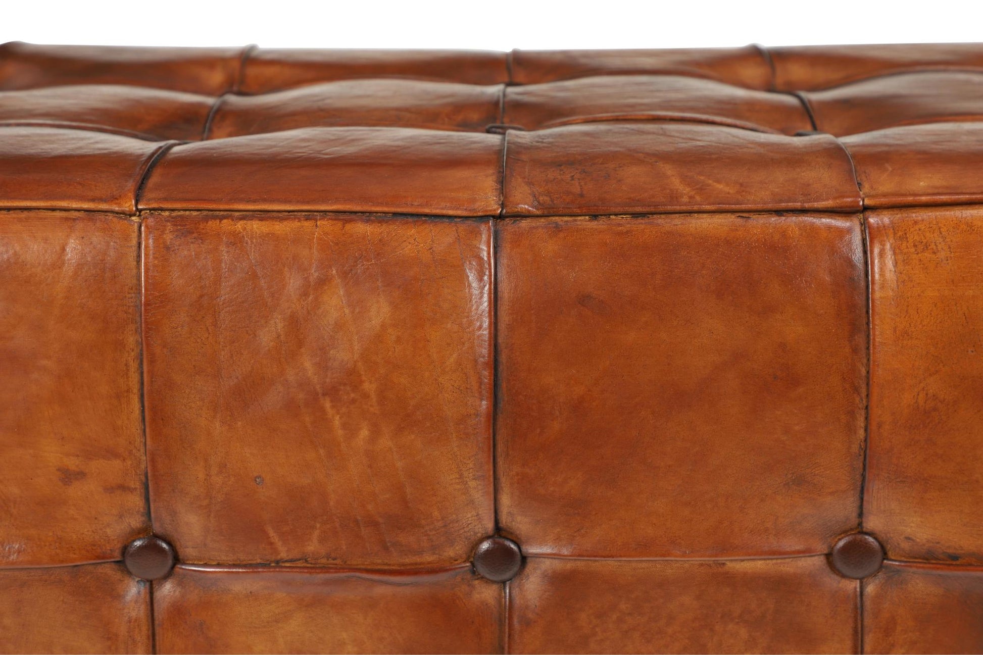 Leather Tufted Upholstered Home Bench with Block Feet