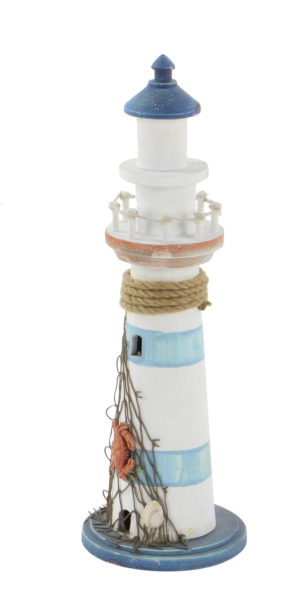 Light House Blue Wood Decorative Sculpture with Netting