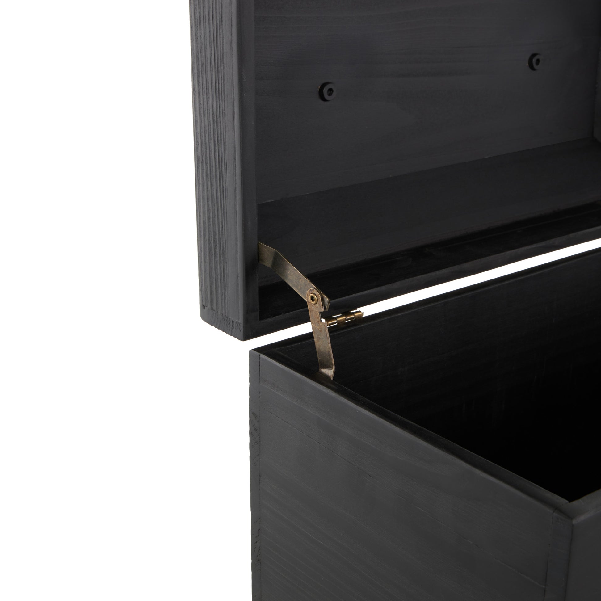 Set of 2 Black Wood Handmade Decorative Box with Brass Latches and Handle