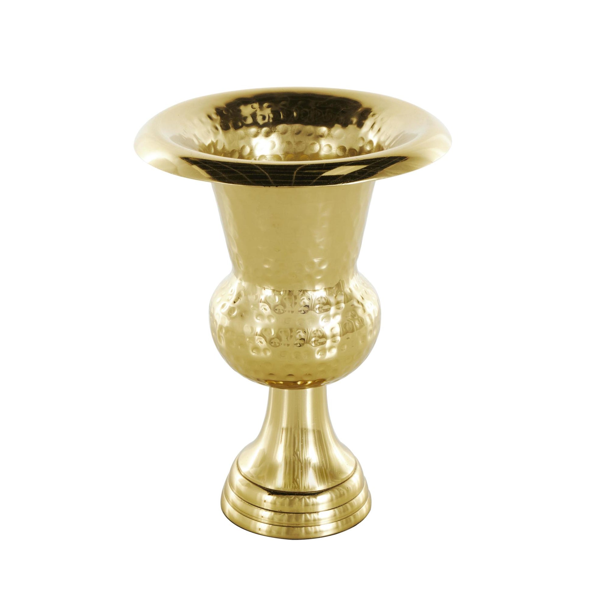 Aluminum Metal Goblet Inspired Hammered Decorative Vase
