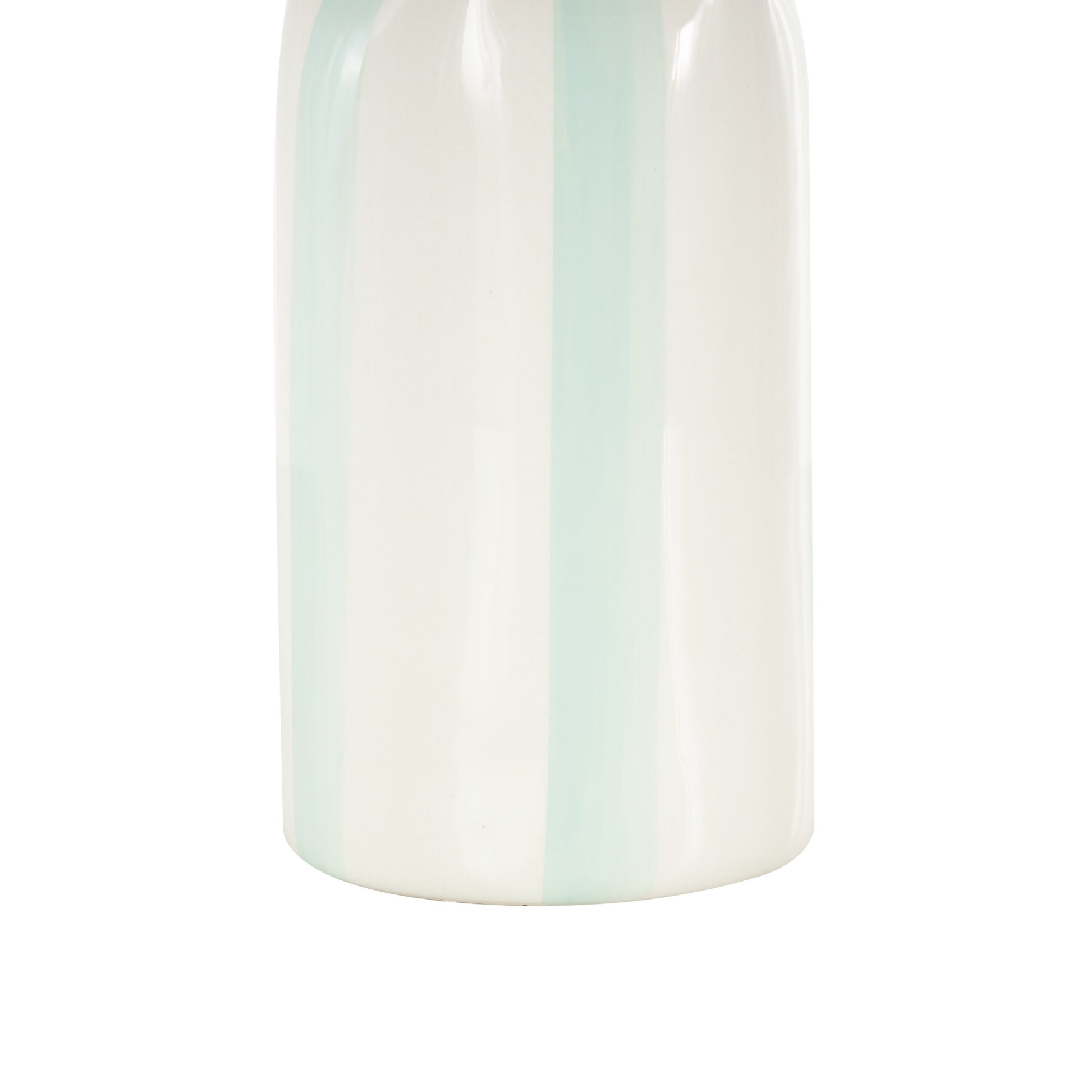 Ceramic Round Decorative Vase with Red Vertical Stripes 5" x 5" x 12"