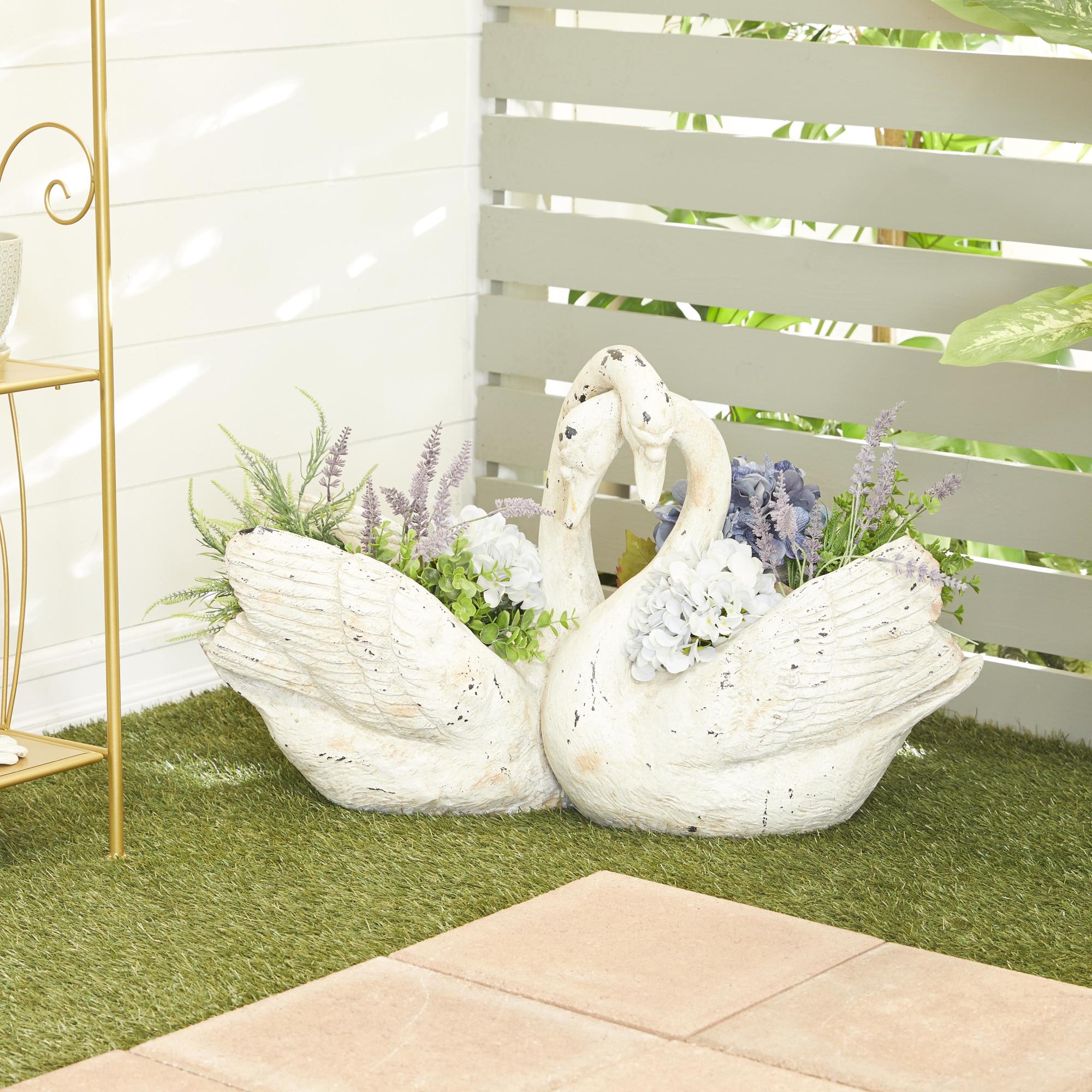 Swan White Magnesium Oxide Indoor Outdoor Planter