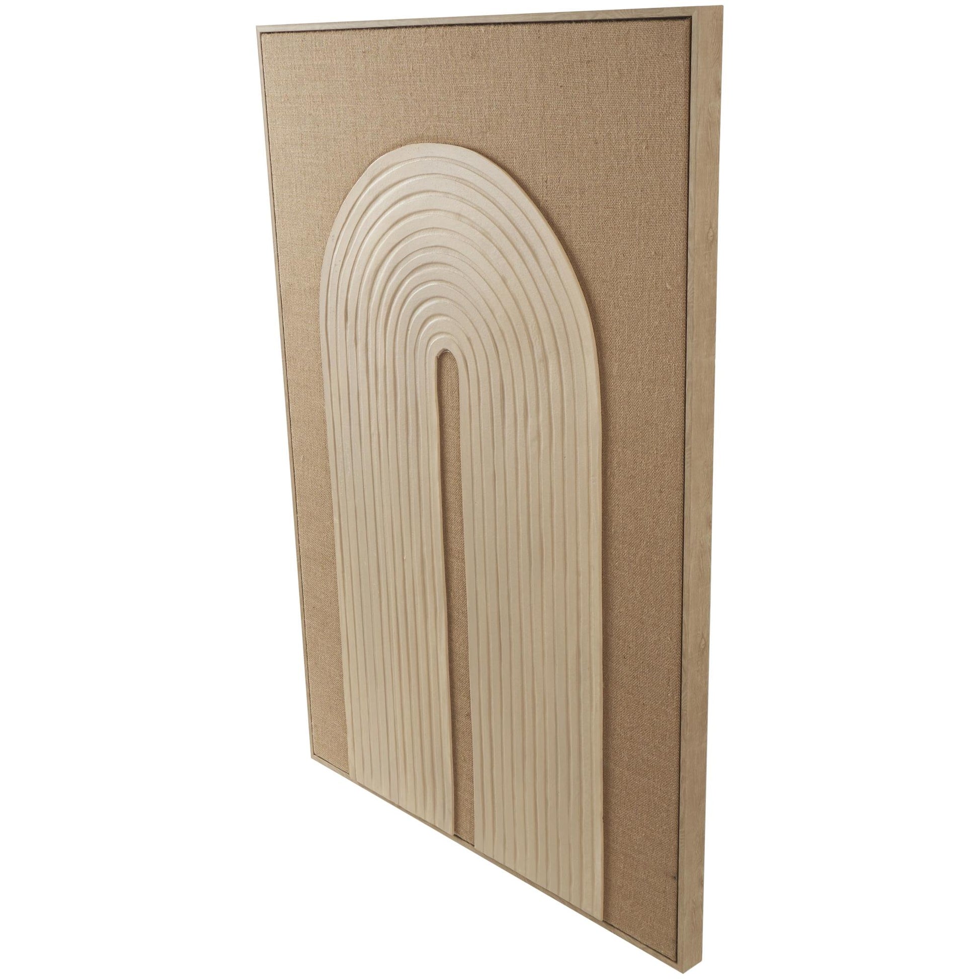 Geometric Brown Polyester Living Room Framed Wall Art with Tan Layered Arch