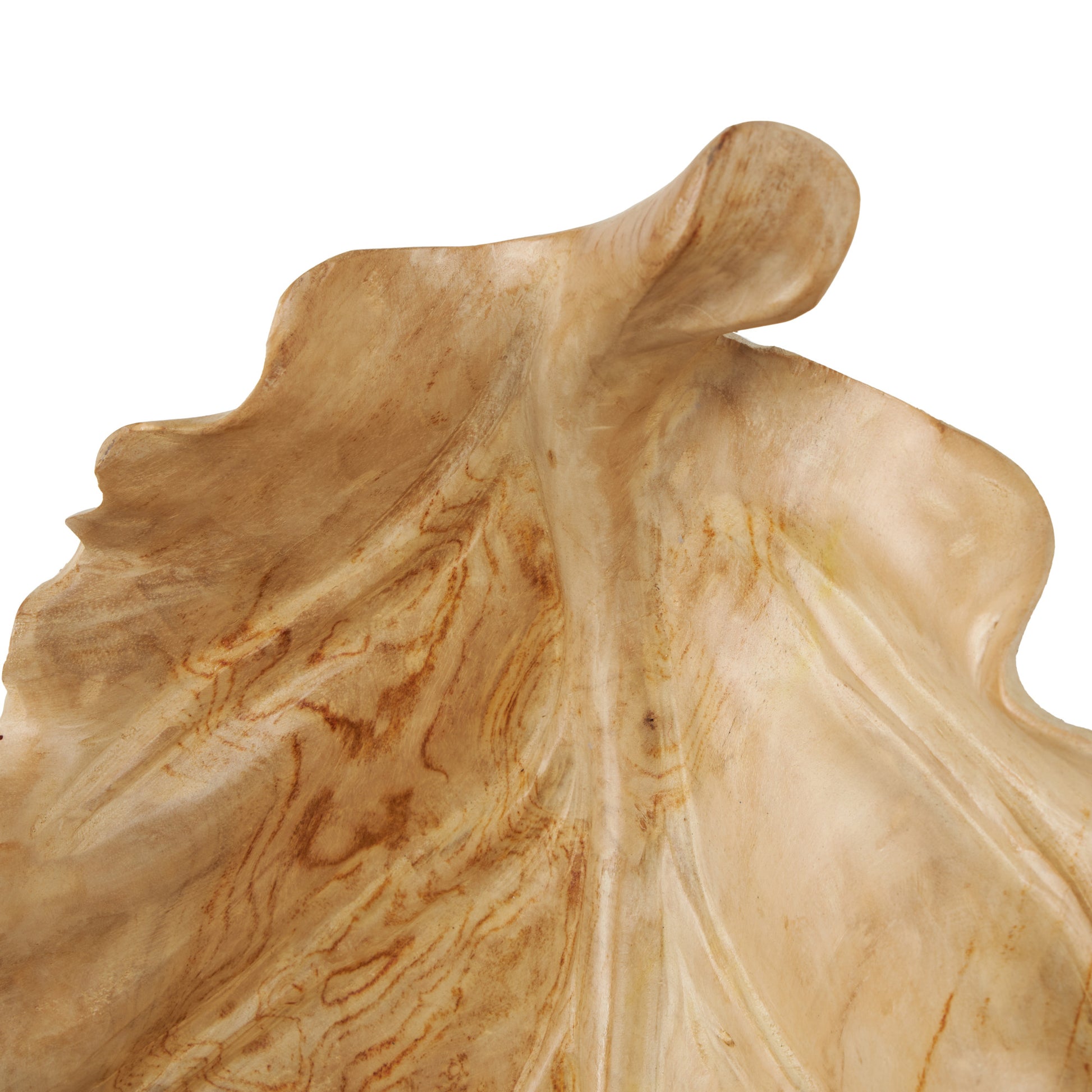 Leaf Light Brown Teak Wood Handmade Carved Living Room Decor Tray