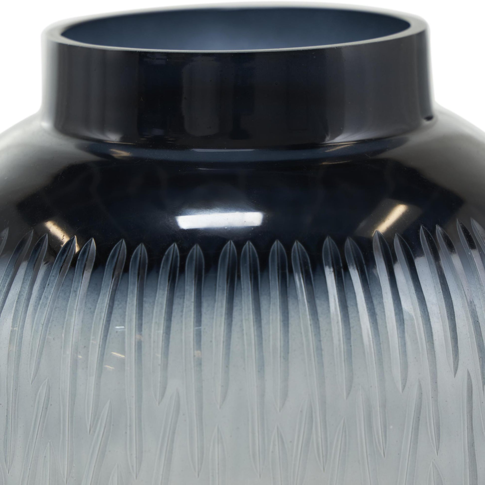 Set of 2 Black Glass Textured Ombre Decorative Vase