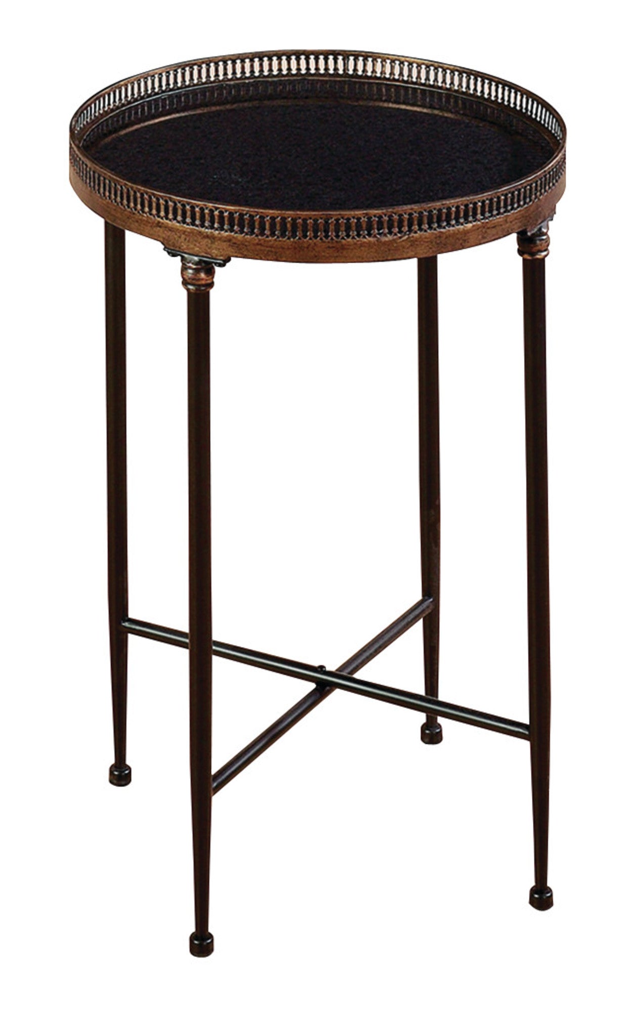 Bronze Metal Vintage Inspired Cutout Round Side End Accent Table