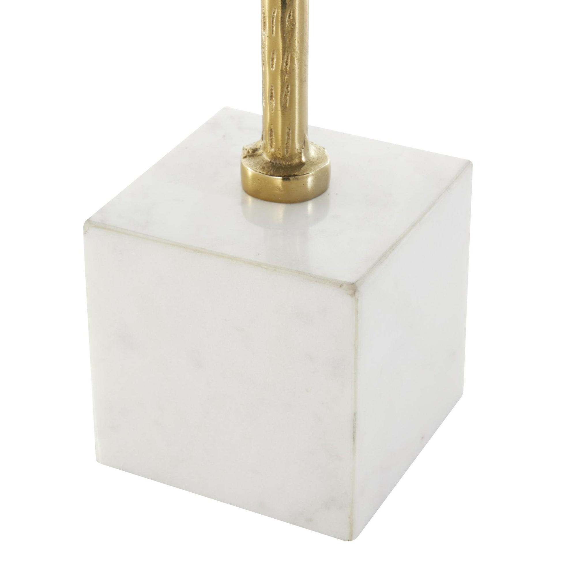 Leaf Gold Aluminum Metal Tall Textured Decorative Sculpture with White Marble Base