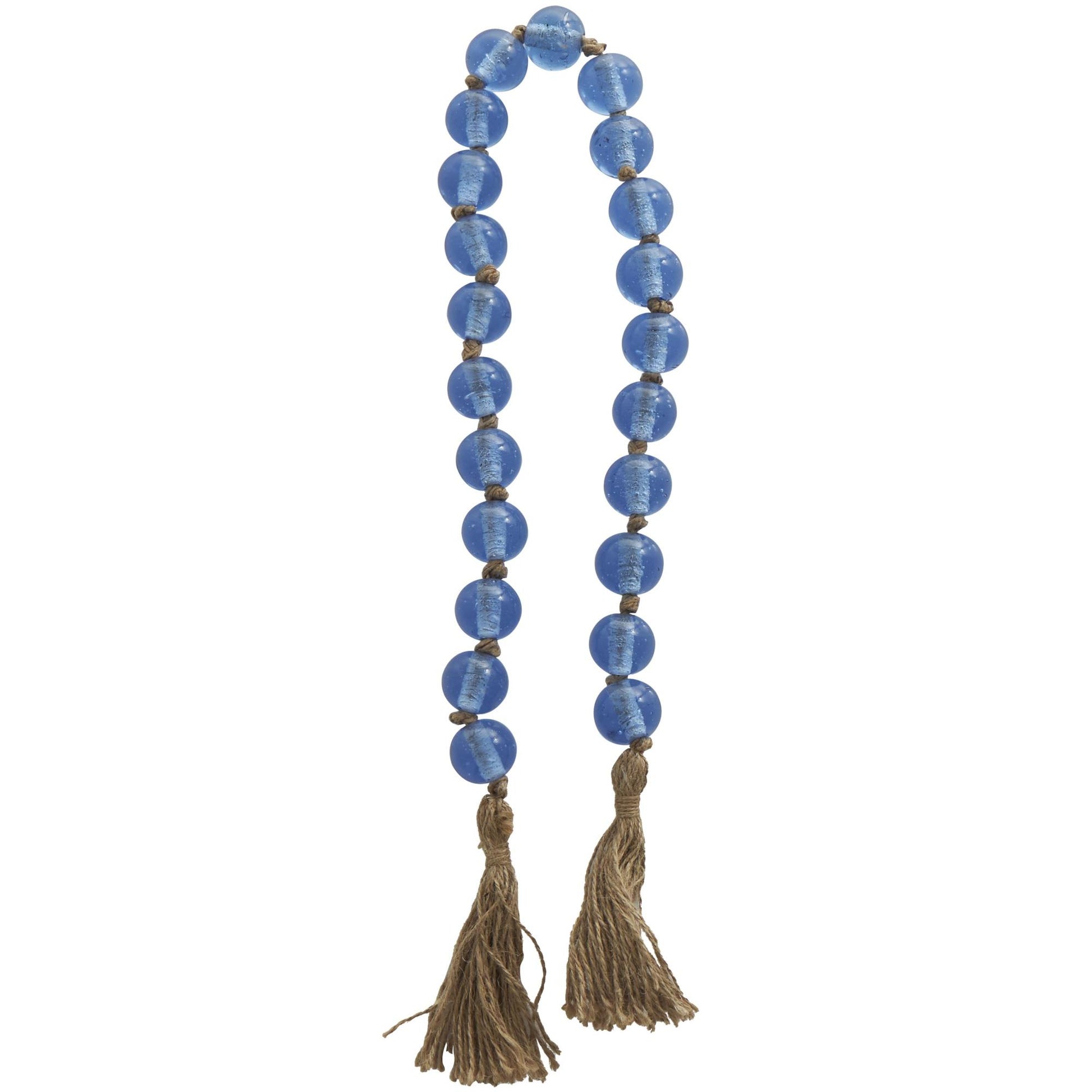 Glass Handmade Round Beaded Garland with Tassel with Knotted Brown Jute