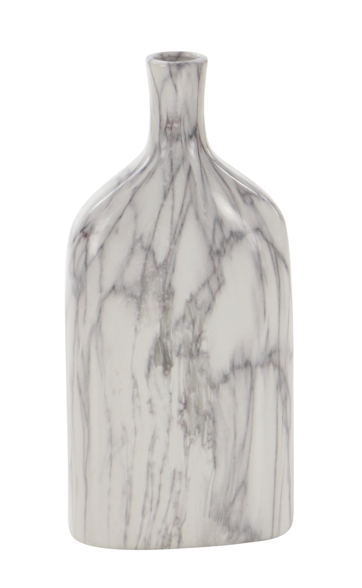 Set of 3 Gray Ceramic Faux Marble Decorative Vase