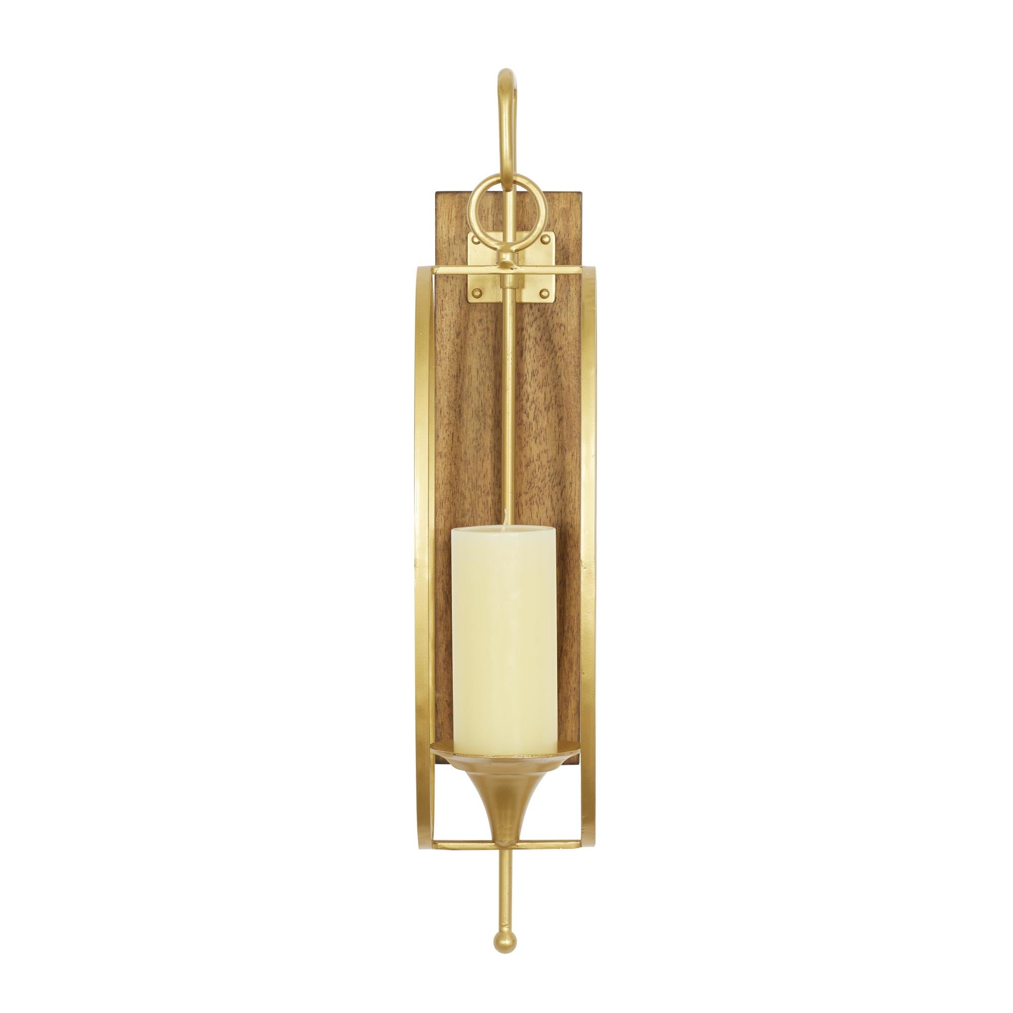 Gold Metal Single Candle Indoor Outdoor Wall Sconce
