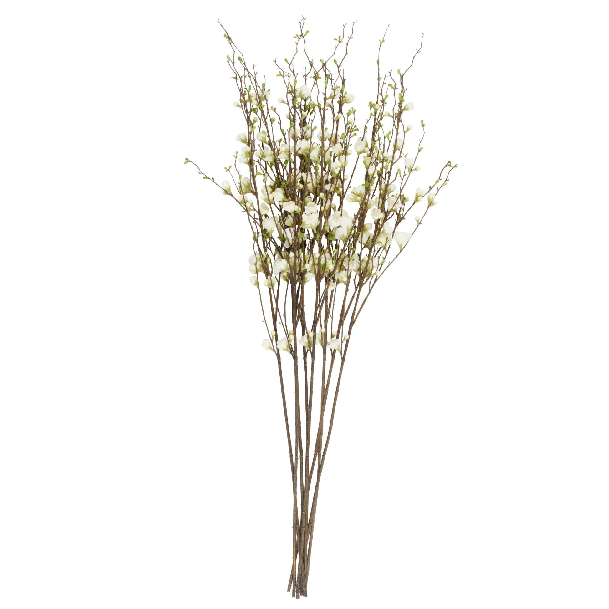 Set of 8 Peach Blossom White Faux Foliage Tall Indoor Outdoor Artificial Flower Stem