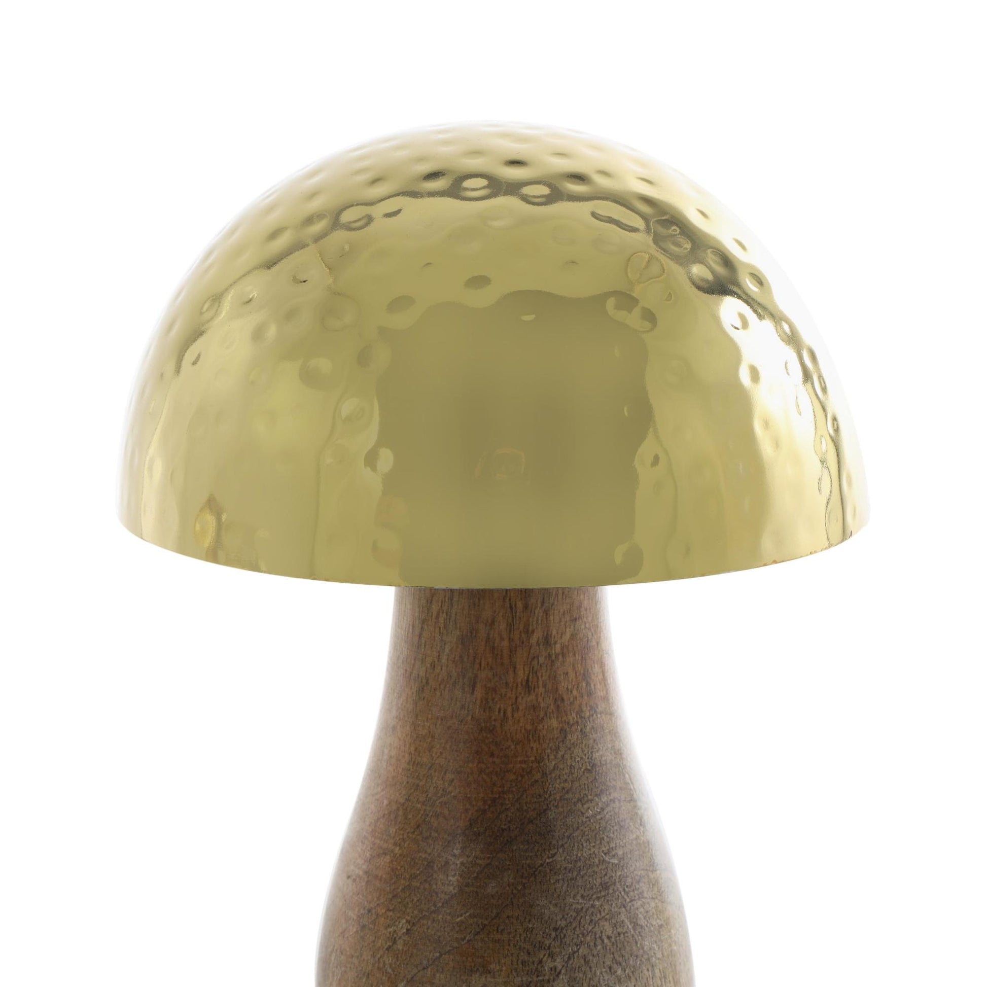 Set of 3 Mushroom Stainless Steel Metal Handmade Hammered Decorative Sculpture with Brown Wood Bases