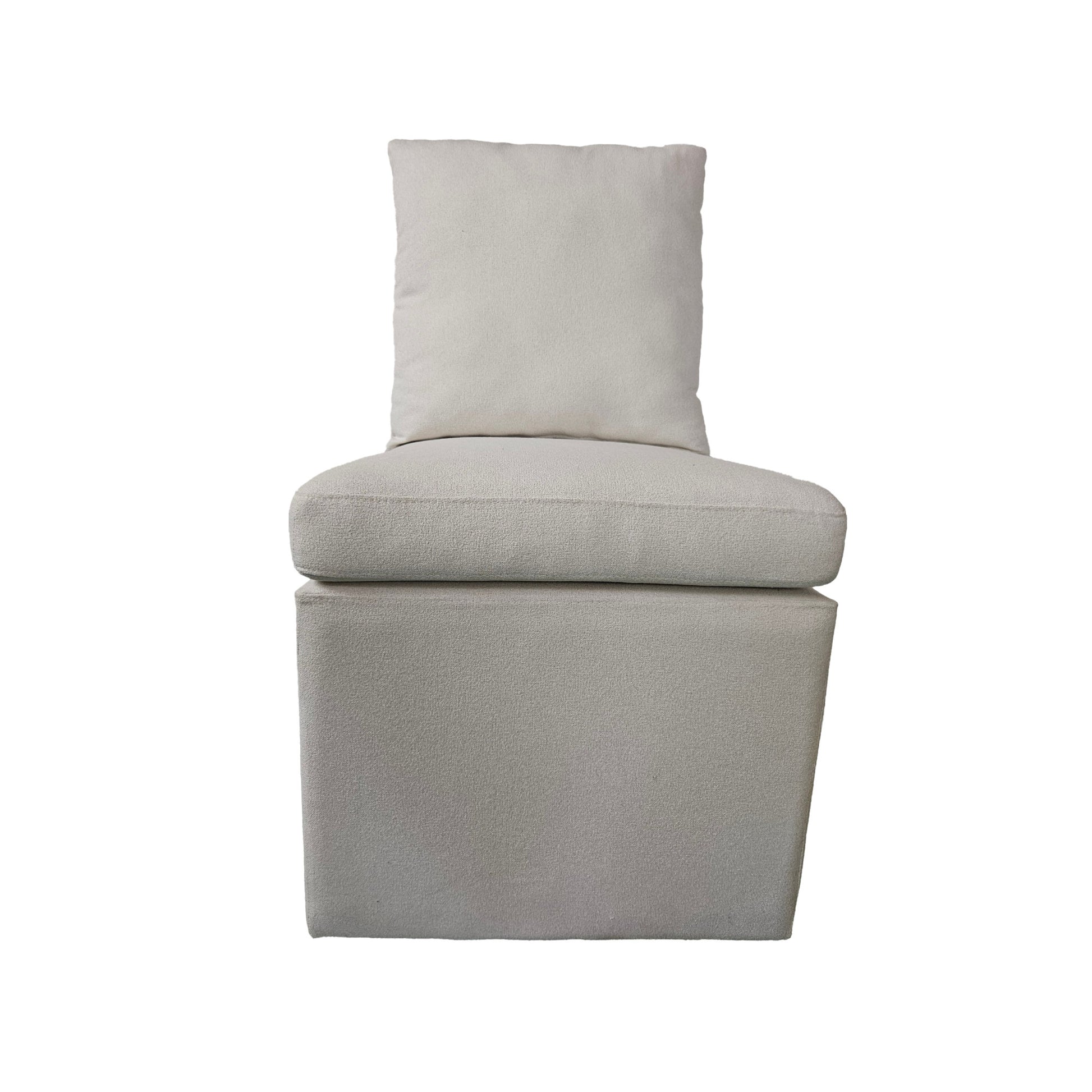 White Fabric Square Living Room Accent Chair with Backrest Cushion