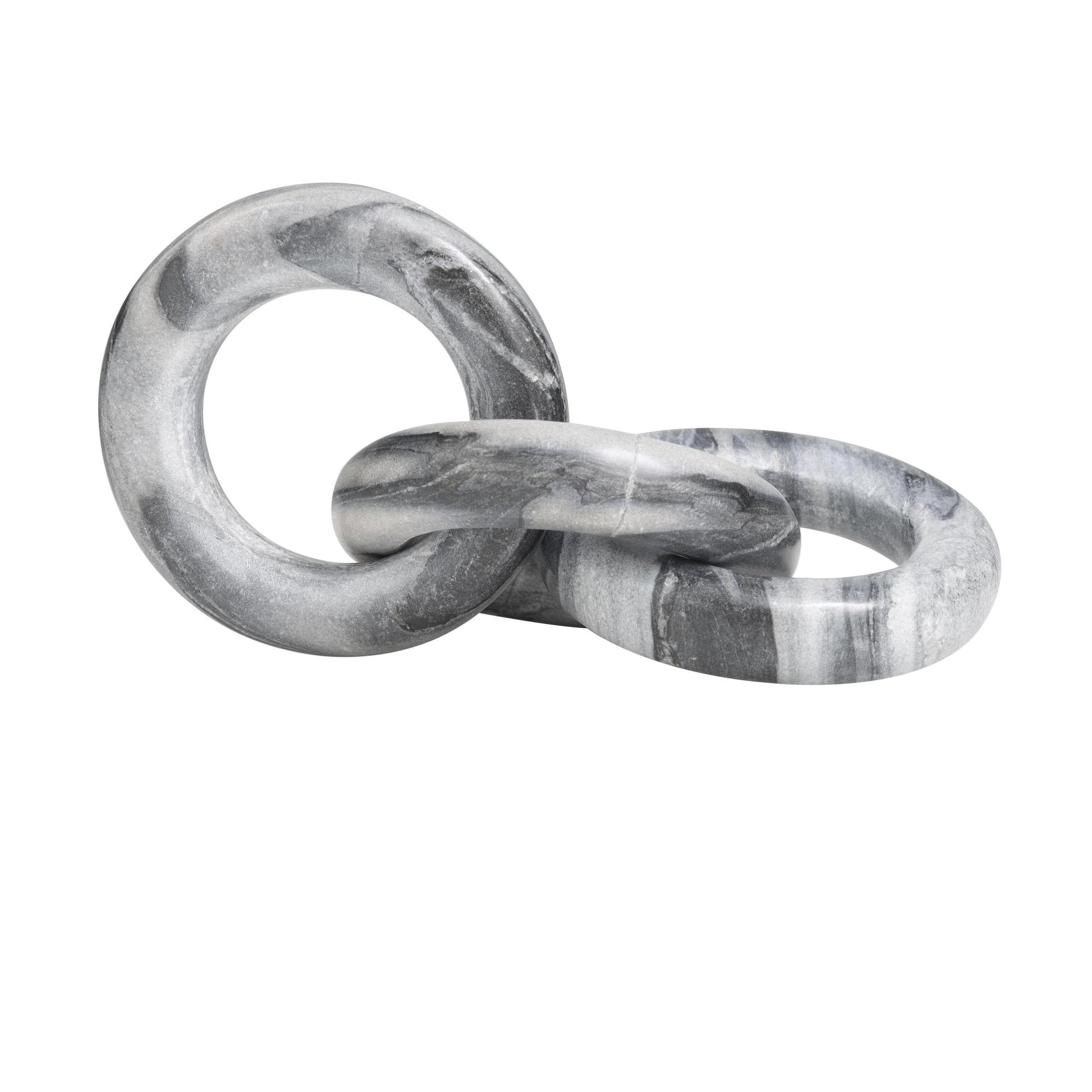 Chain Black Marble Handmade Linked 3 Ring Decorative Sculpture