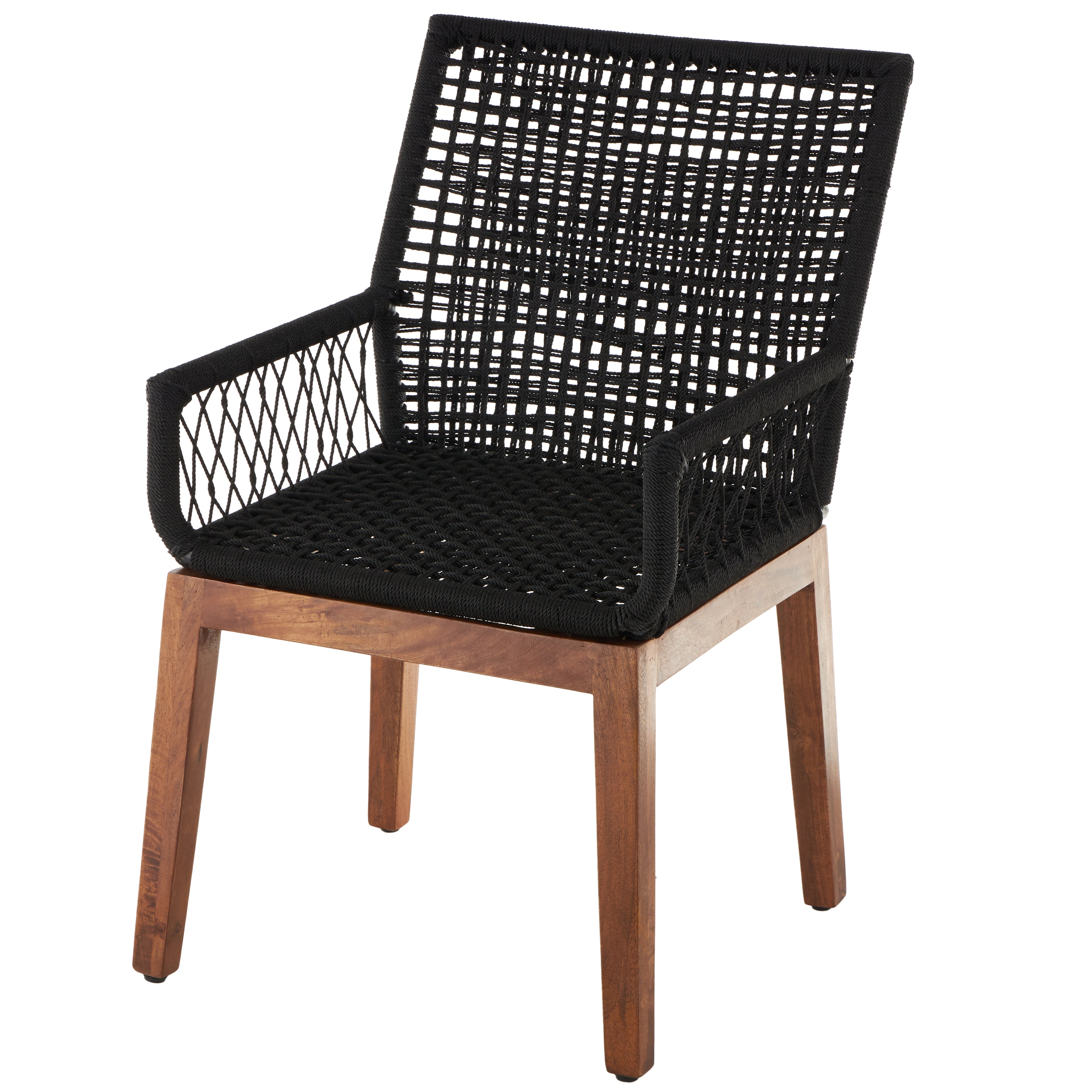 Jute Rope Handmade Woven Living Room Accent Chair with Brown Wooden Legs 28" x 23" x 36"