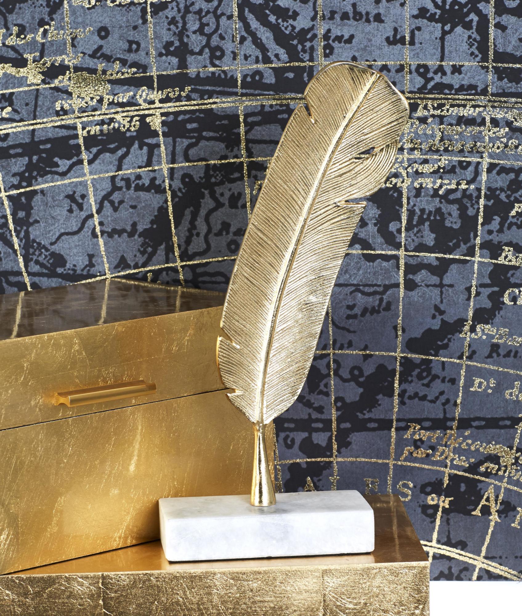 CosmoLiving by Cosmopolitan Bird Gold Aluminum Metal Feather Decorative Sculpture