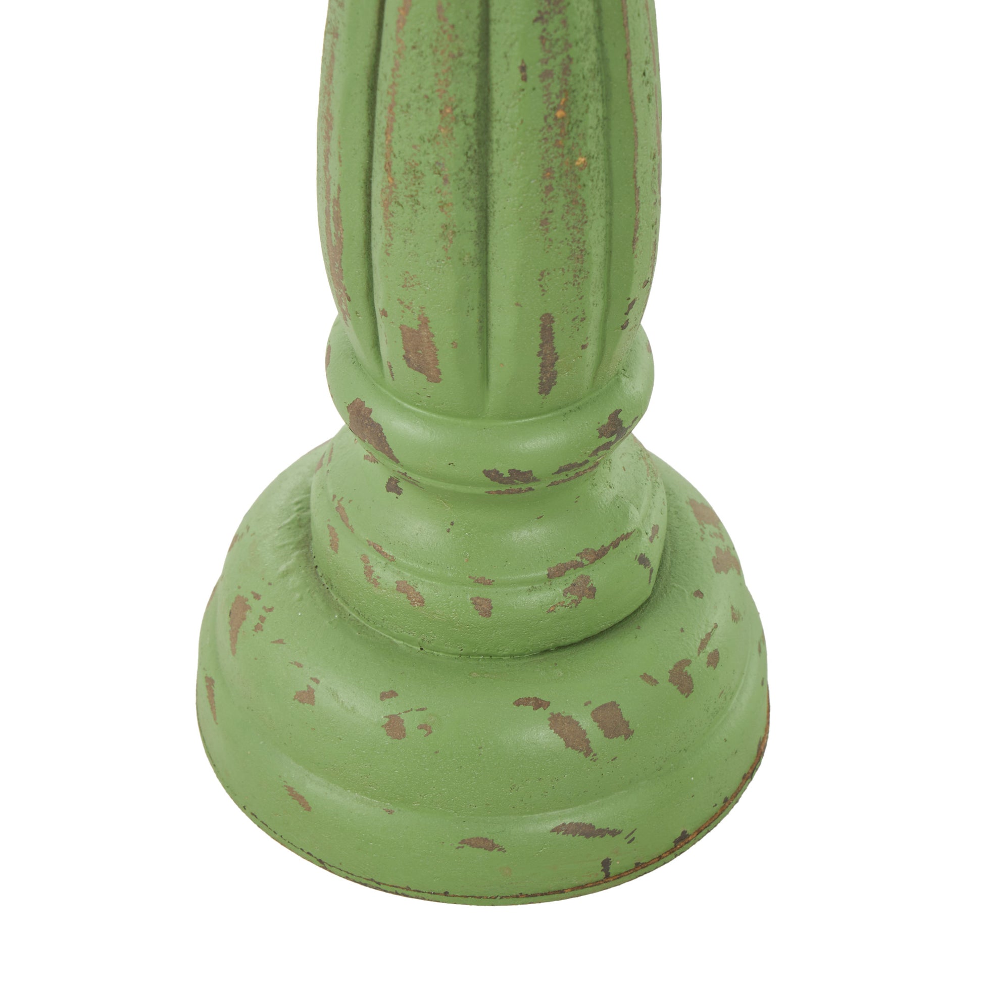 Set of 3 Wooden Distressed Turned Pillar Decorative Candle Holder